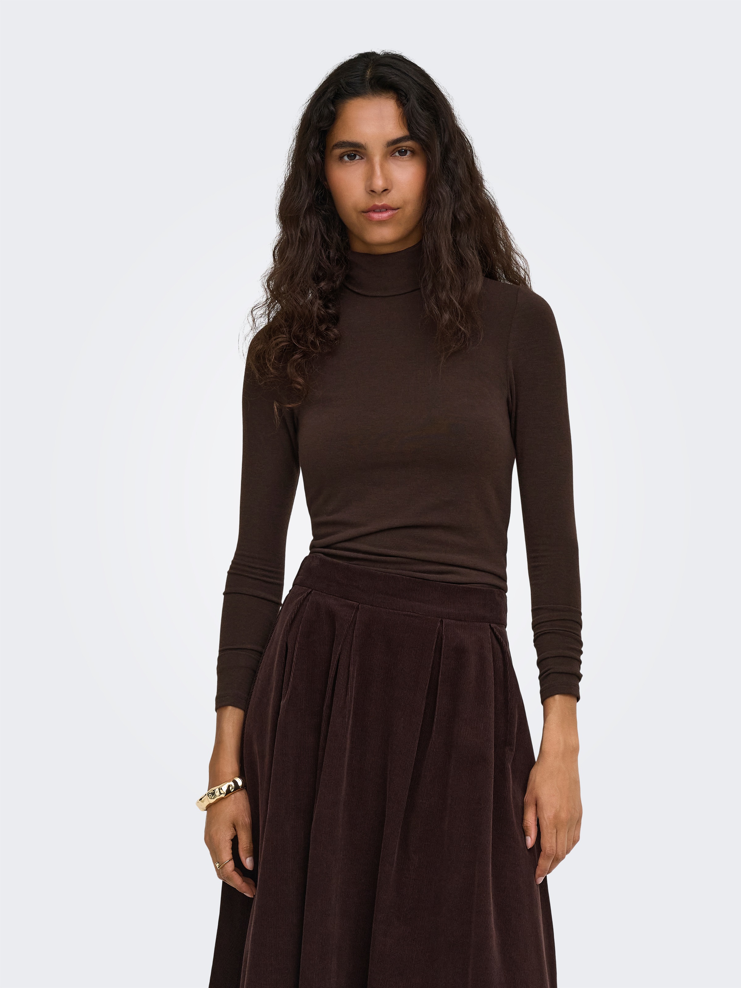 ONLY Rollkragenshirt »ONLGLAMOUR L/S ROLL-NECK TOP JRS NOOS« Materialmix, slim fit