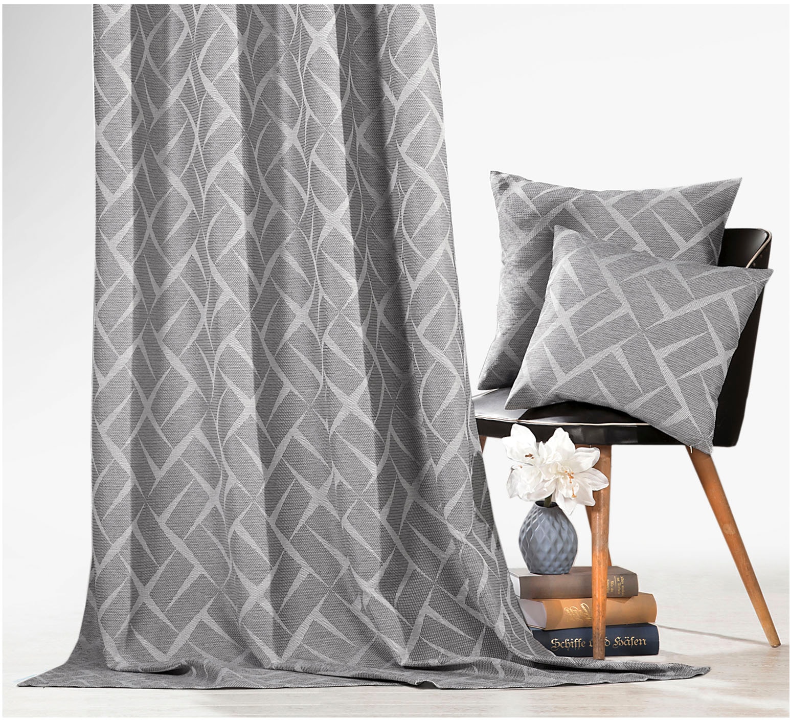 Weckbrodt Vorhang »Jasper«, (1 St.), Jacquard, Ösen, toller 3D-Effekt, blickdicht, Gardine, Store