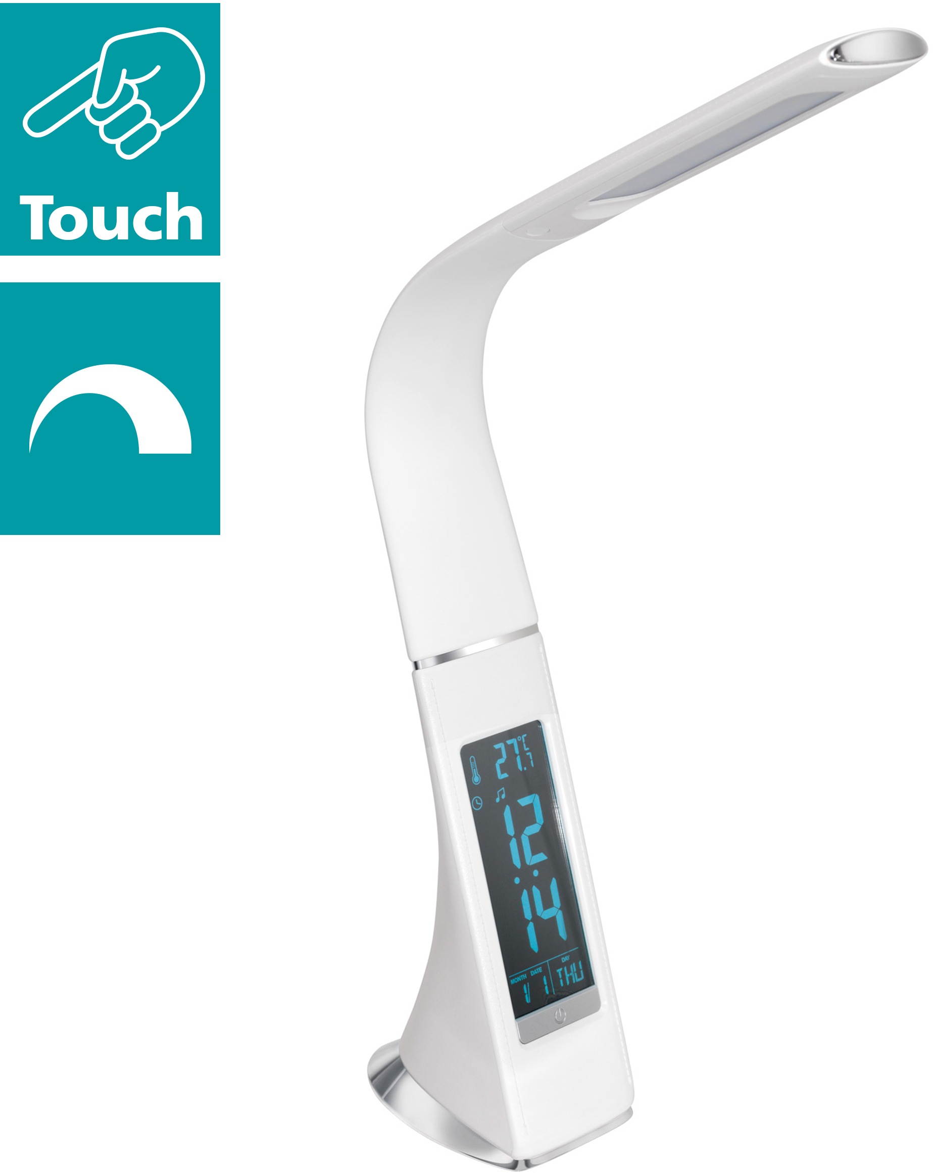 EGLO Tischleuchte »COGNOLI Tischlampe, Kunststoff, IP20, LED Schreibtischlampe, Bürolampe«, 1 flammig, Leuchtmittel LED-Board   LED fest integriert, Tischleuchte - L7 x B10 x H51 cm - weiß - 4,4W inkl.