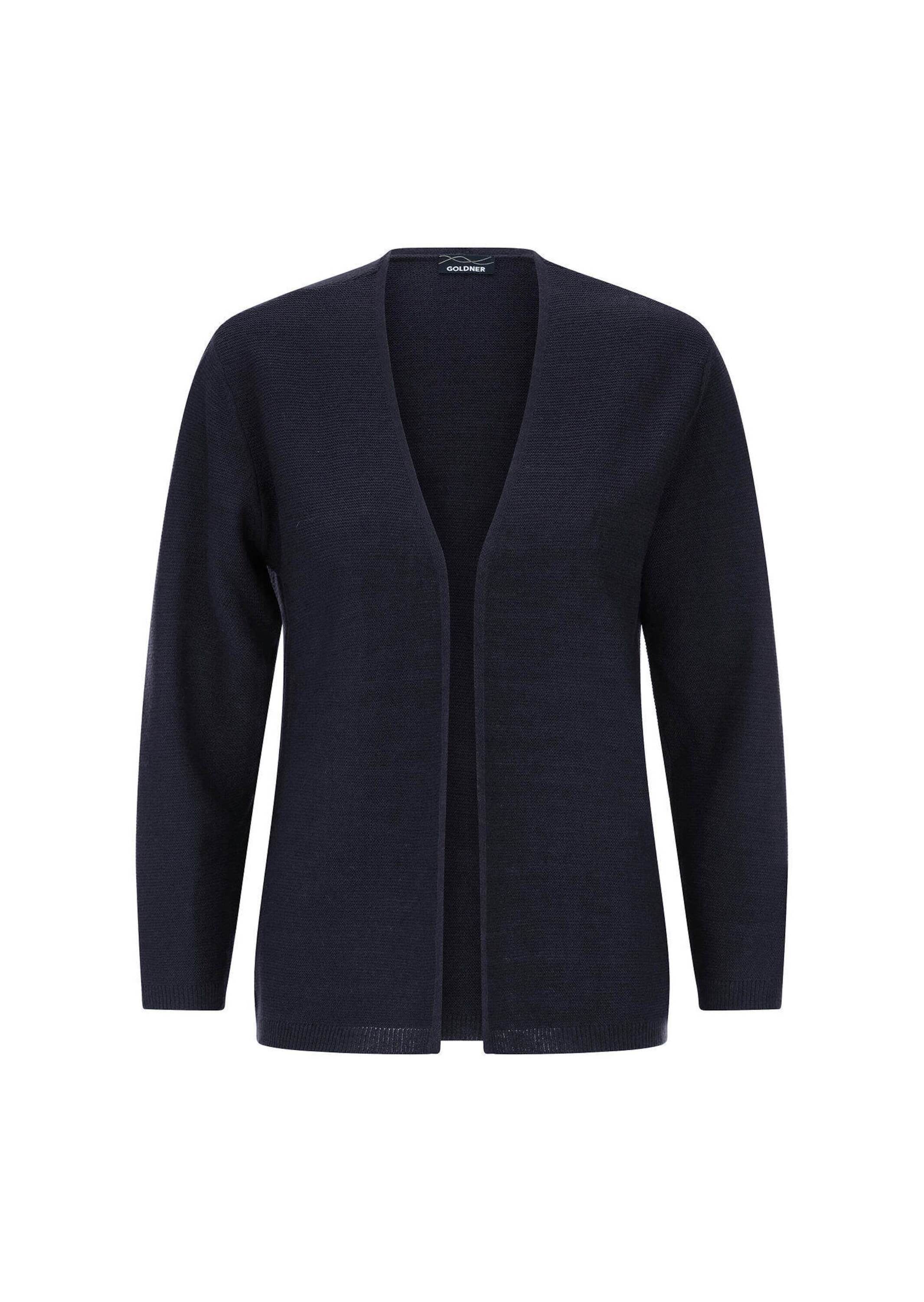GOLDNER Strickjacke »Kurzgröße Feinstrickjacke mit Schurwolle« flaches Rippenbündchen an Auscnittkante