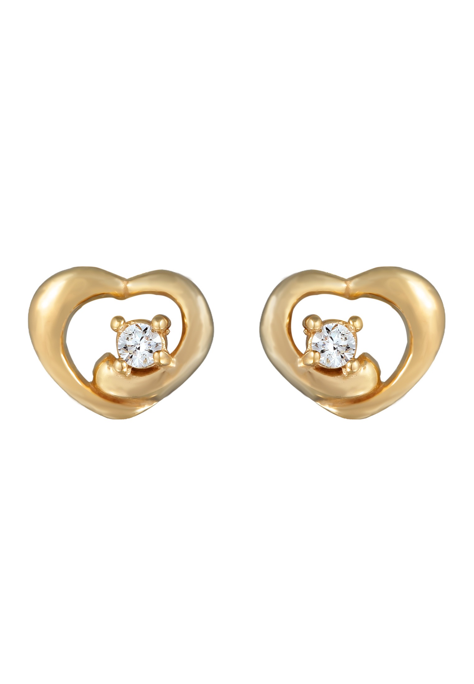 Elli DIAMONDS Paar Ohrstecker »Ohrringe Herz Diamant (0.03 ct) Ohrstecker 585er Gelbgold«