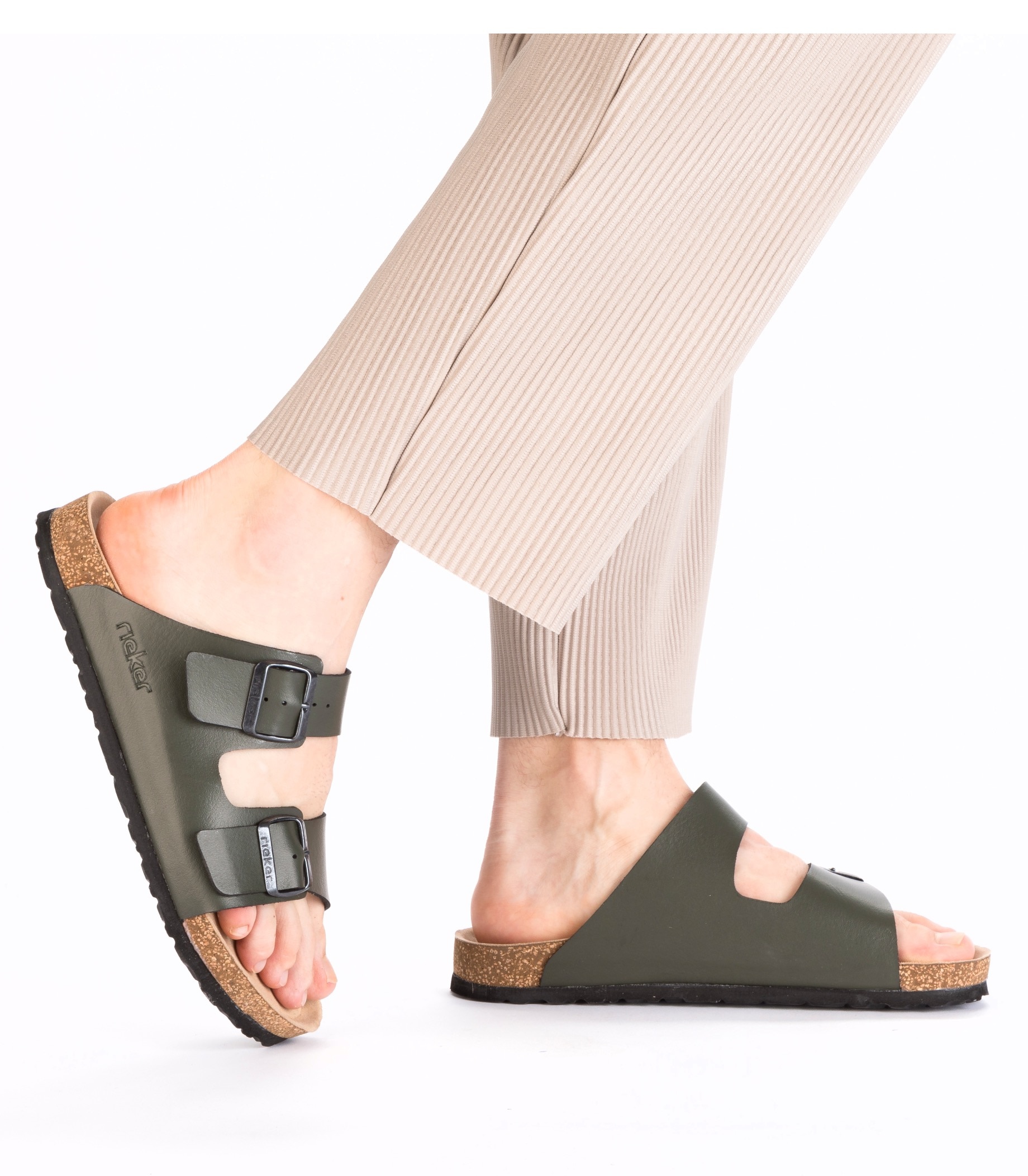 Rieker Pantolette, Sommerschuh, Schlappen, Hausschuh, mit zwei Schnallenverschlüsse