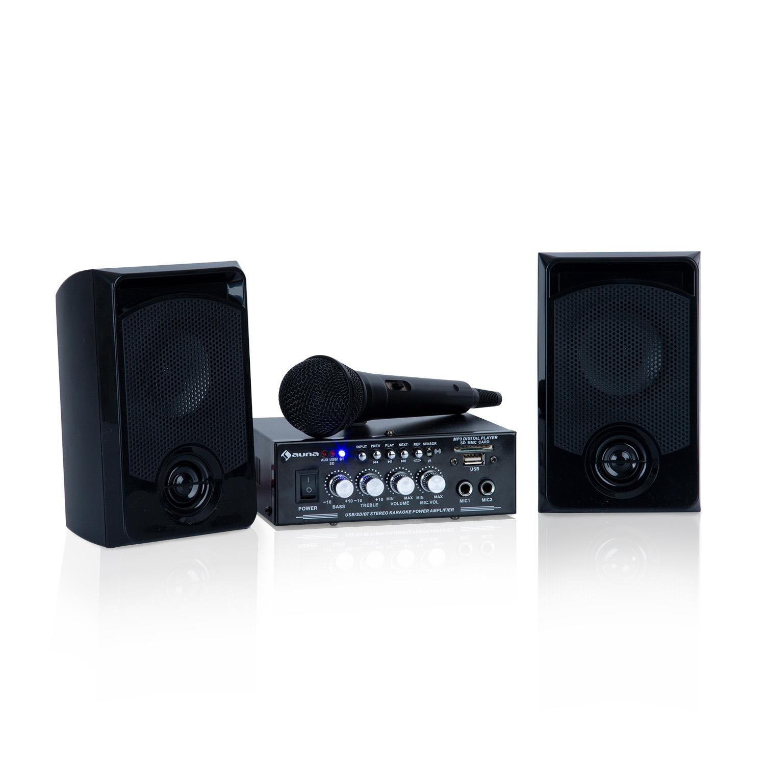 Auna Karaoke-Set, 2 x 50 W max., BT, USB/SD, Line-In