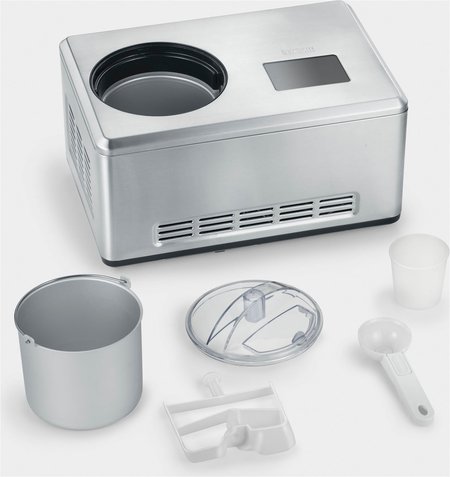 Severin Eismaschine »EZ 7406« 2 l 180 W inkl. zwei großer Eisbehälter und hochwertigem Volledelstahl-Gehäuse