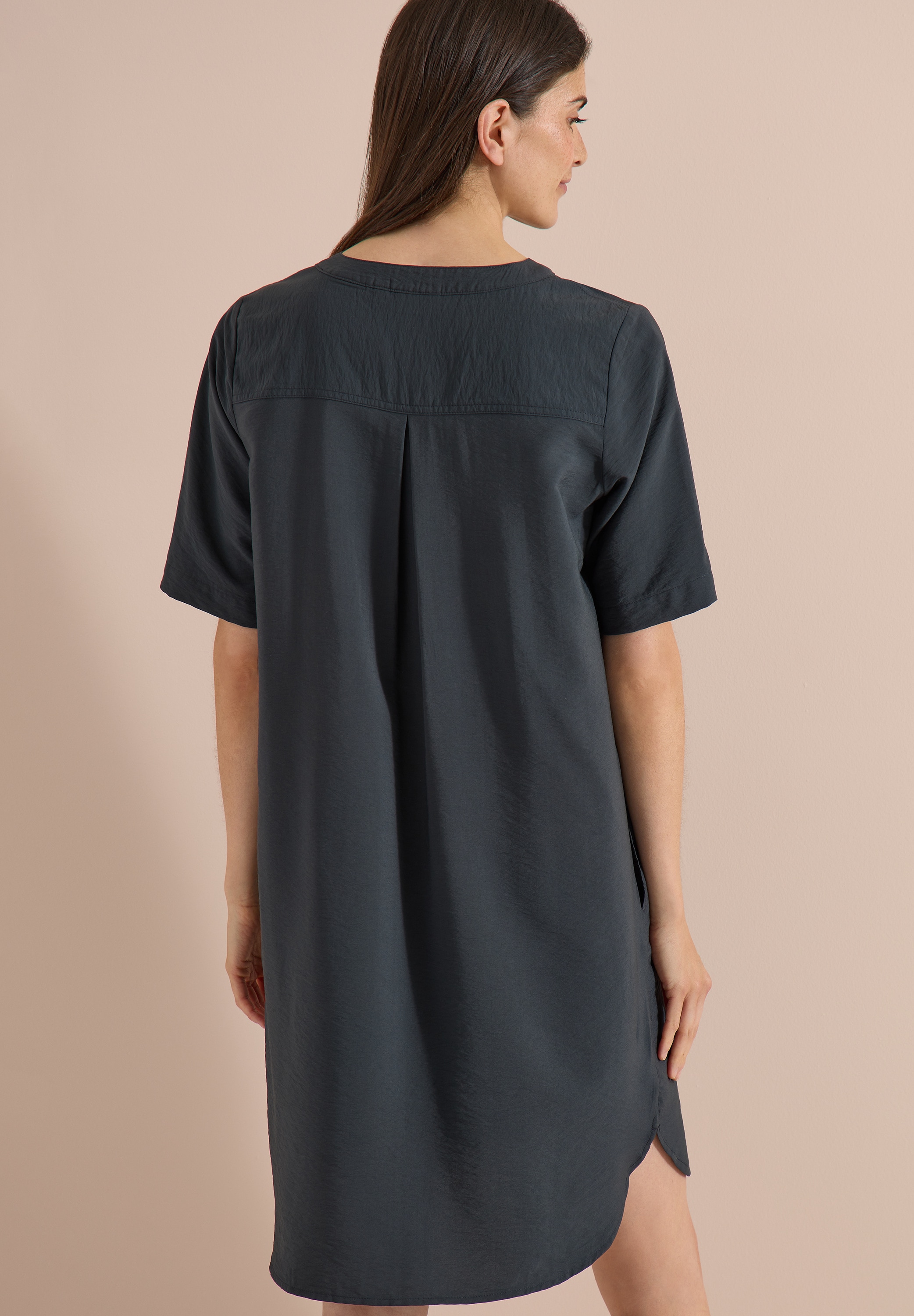 Cecil Sommerkleid Eingrifftaschen Viskosemix, Split Neck, knieumspielend