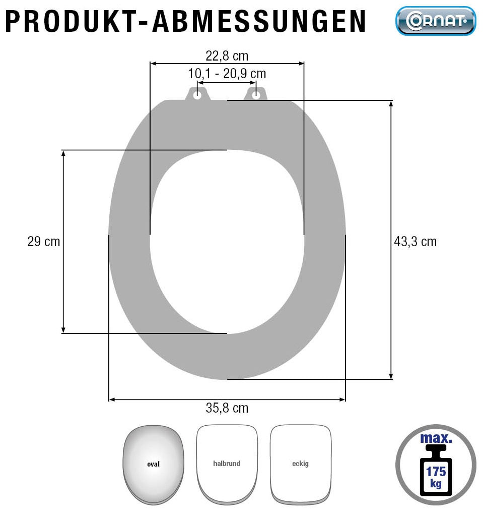CORNAT WC-Sitz »Superflaches Design - Pflegeleichter Duroplast - Quick up«