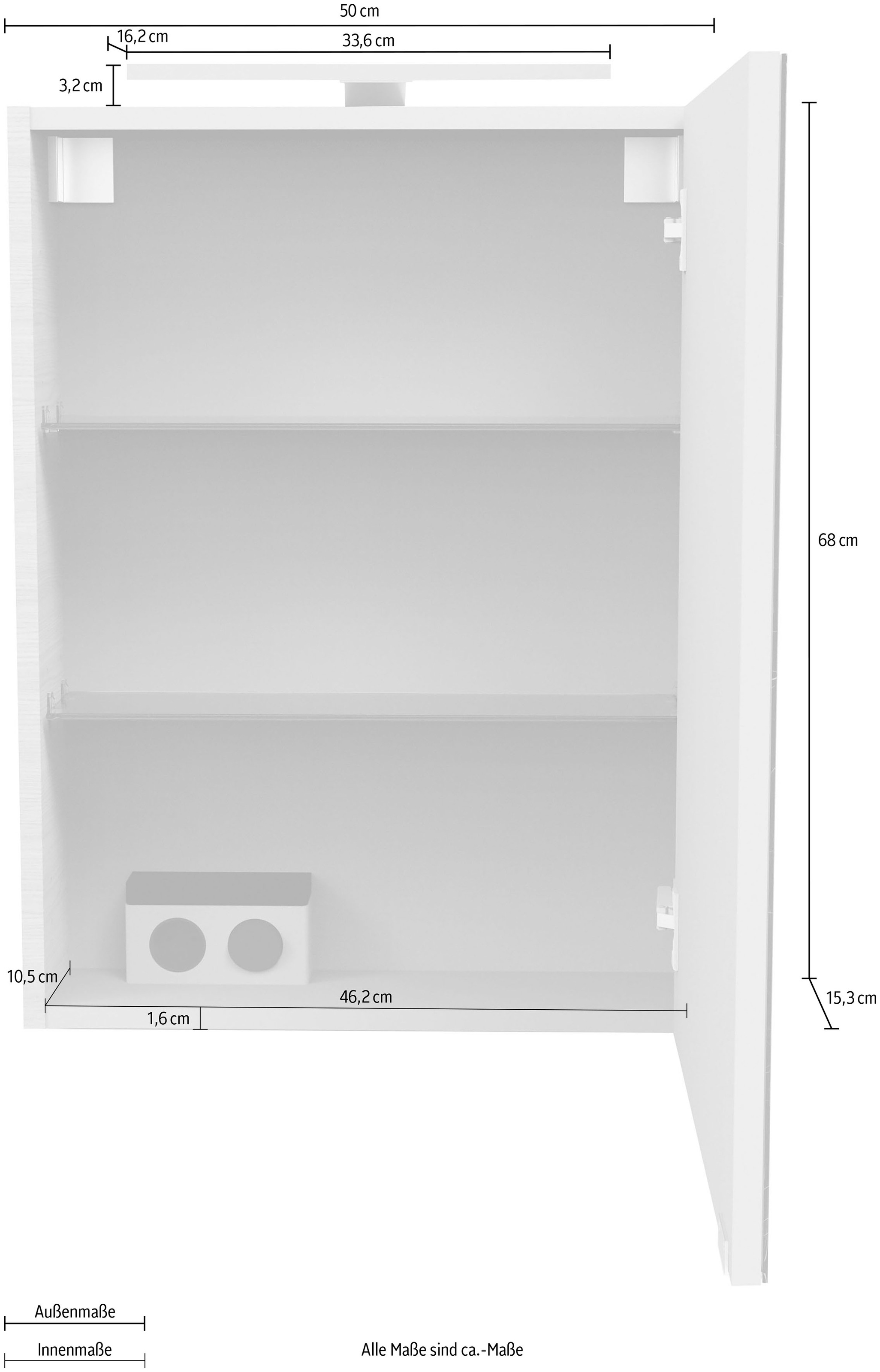 FACKELMANN Spiegelschrank, (Spiegelschrank mit LED-Aufsatzleuchte), Badmöbel
