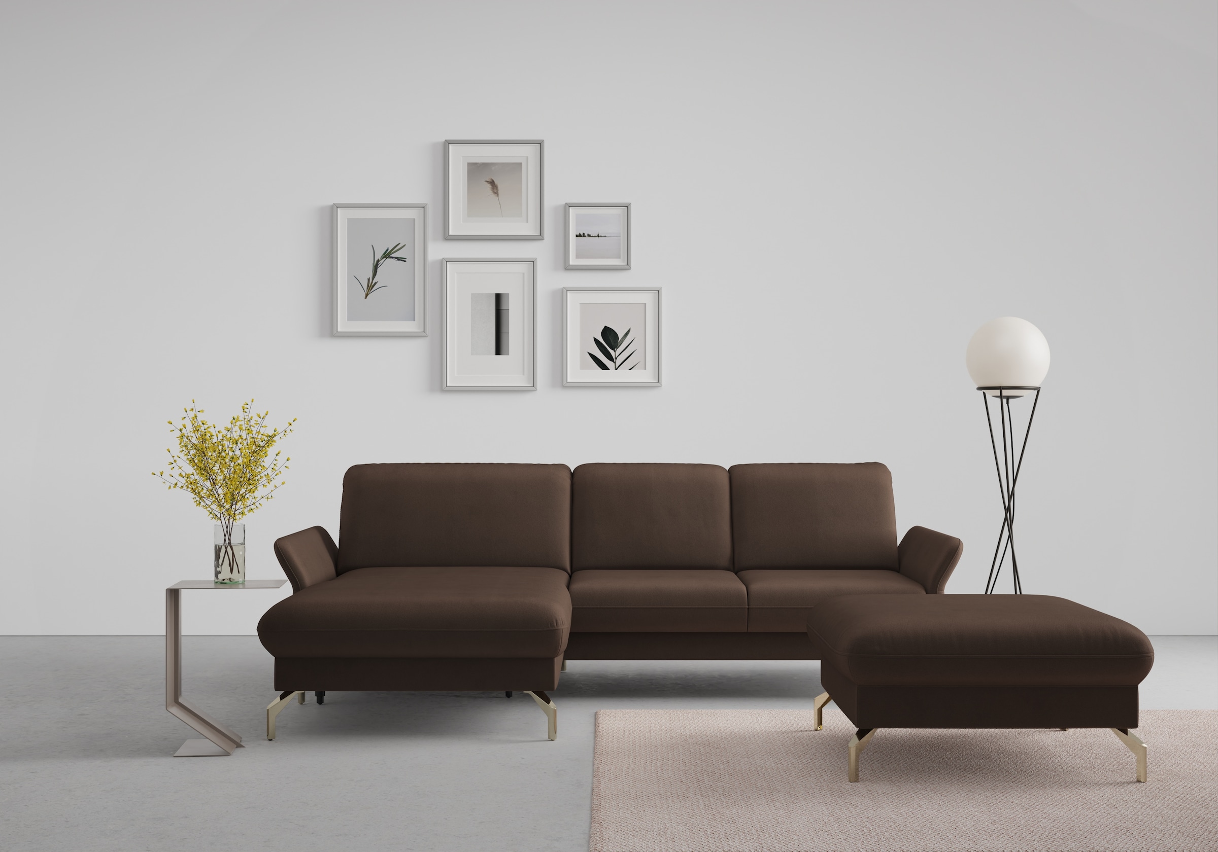 sit&more Ecksofa »Fashion L-Form« wahlweise mit Kopfteilverstellung, Vorziehsitz, motorisch, Nickelfüße