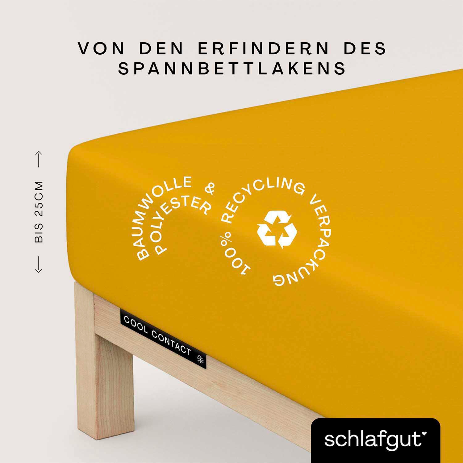 Schlafgut Spannbettlaken »Cool Contact« 100% gekämmte Mikrofaser in gelb, Größe 140-160x200 25