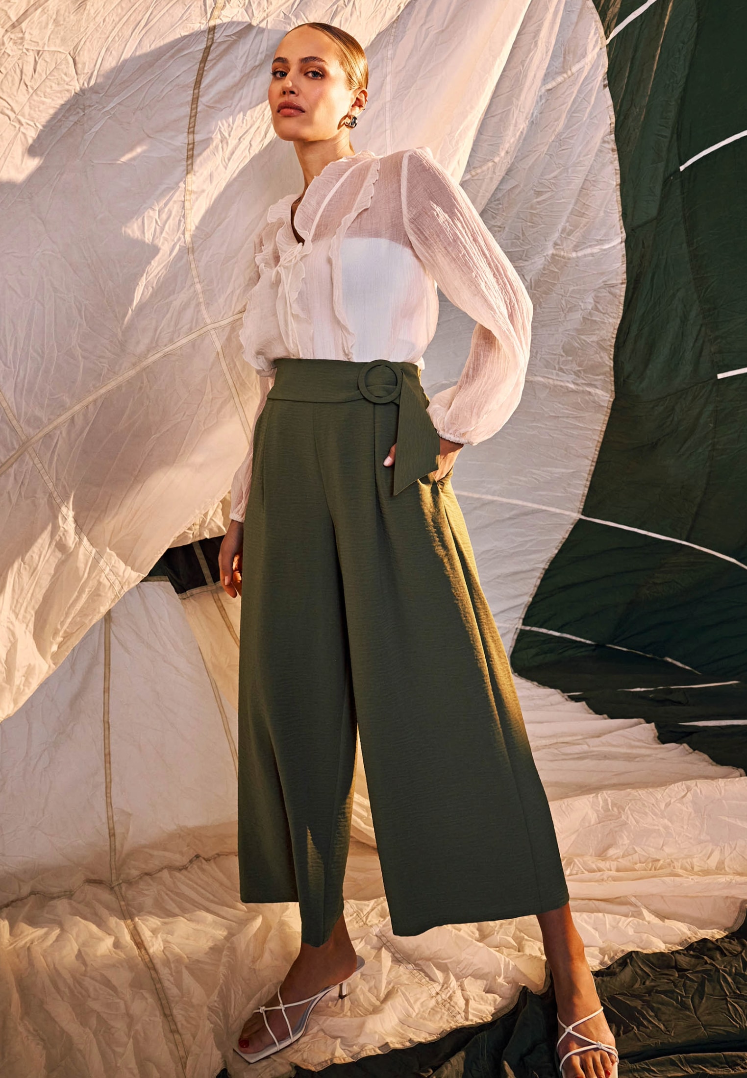 Zero Stoffhose »Hose mit weitem Bein und Gürtel 26 Inch«