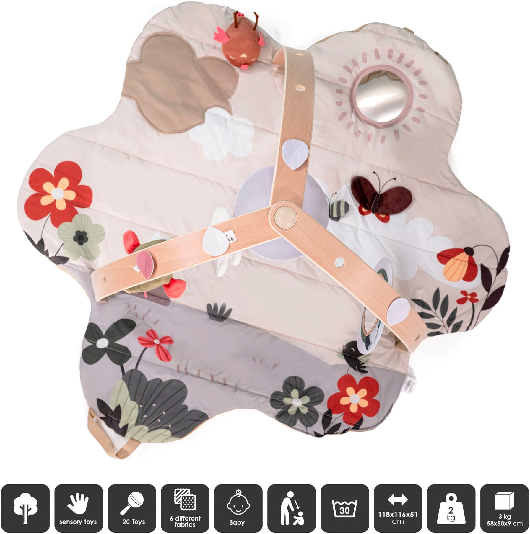 BabyGo Spielbogen »Bianca Flower«, 3D-Activity-Spielmatte