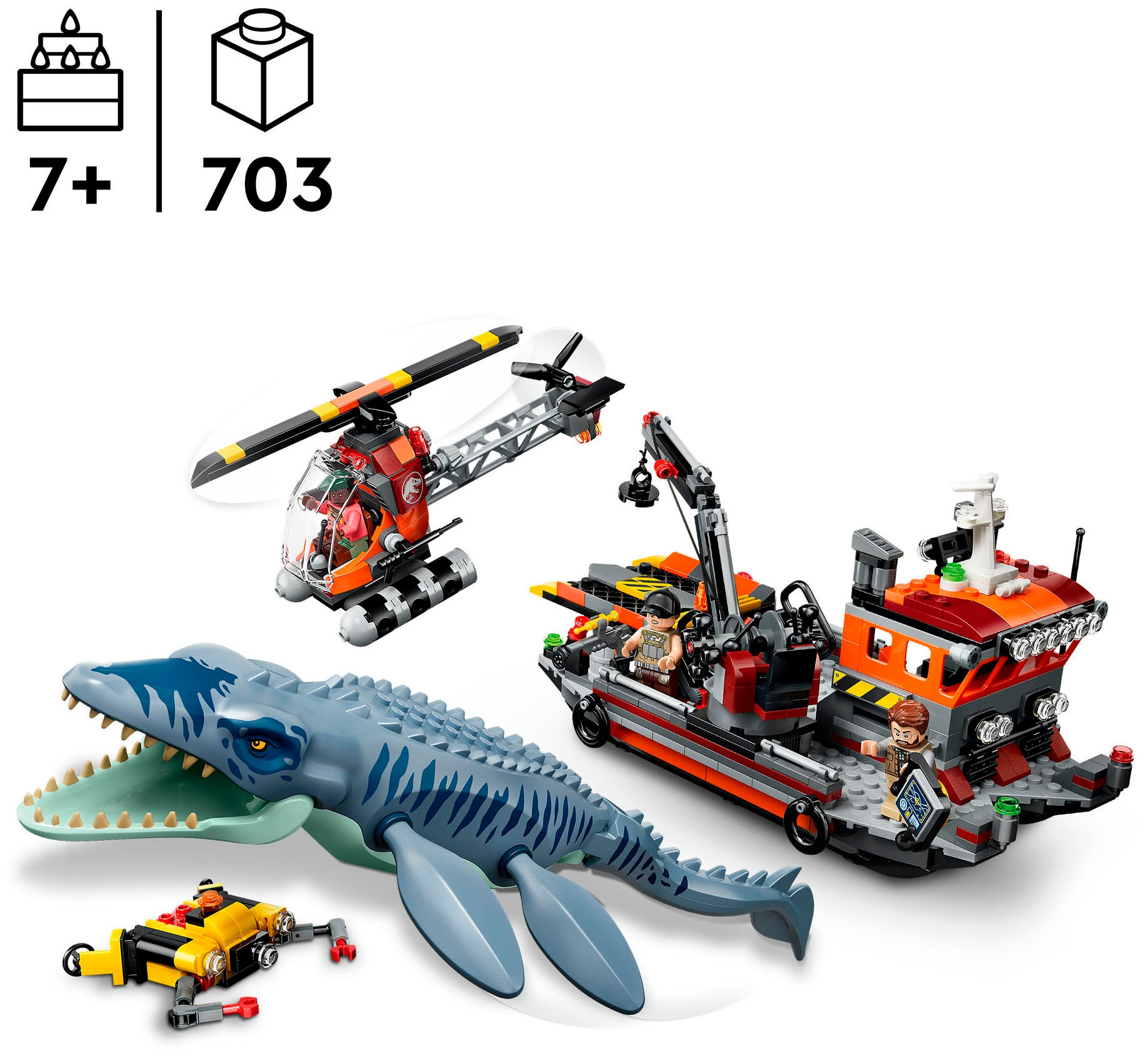 LEGO® Konstruktionsspielsteine »Mosasaurier-Angriff auf das Boot (77983), LEGO Jurassic World« Made in Europe