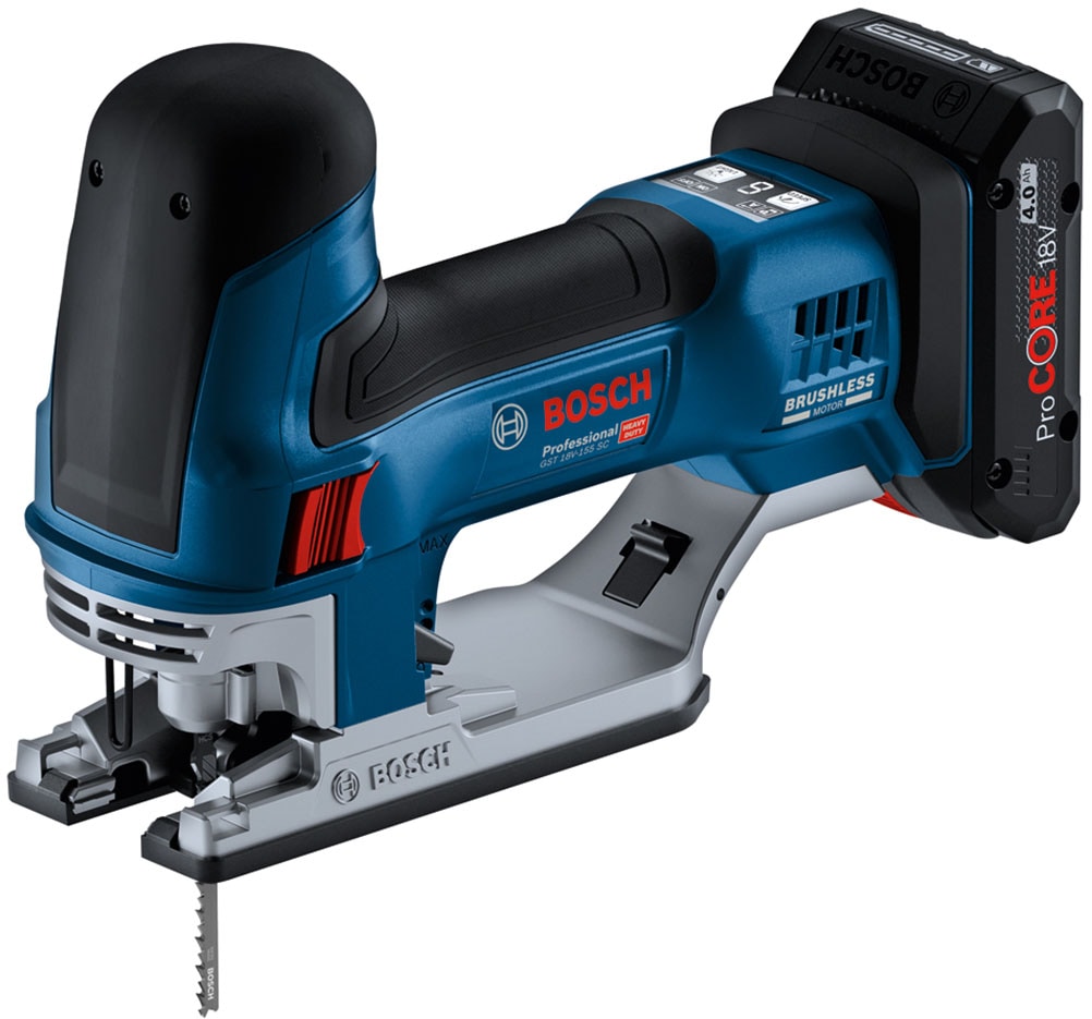 Bosch Professional Akku-Stichsäge »»GST 18V-155 SC««, Inkl. 2x 4,0Ah Akkus und Schnellladegerät GAL 18V-40, in L-BOXX