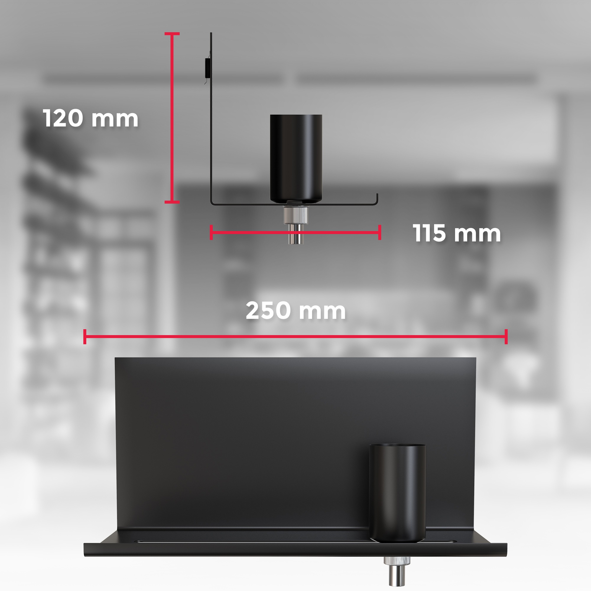 B.K.Licht Wandleuchte, 1 flammig-flammig, verstellbare Wandlampe mit Ablage, Kabelschalter, schwarz, 1-flammig