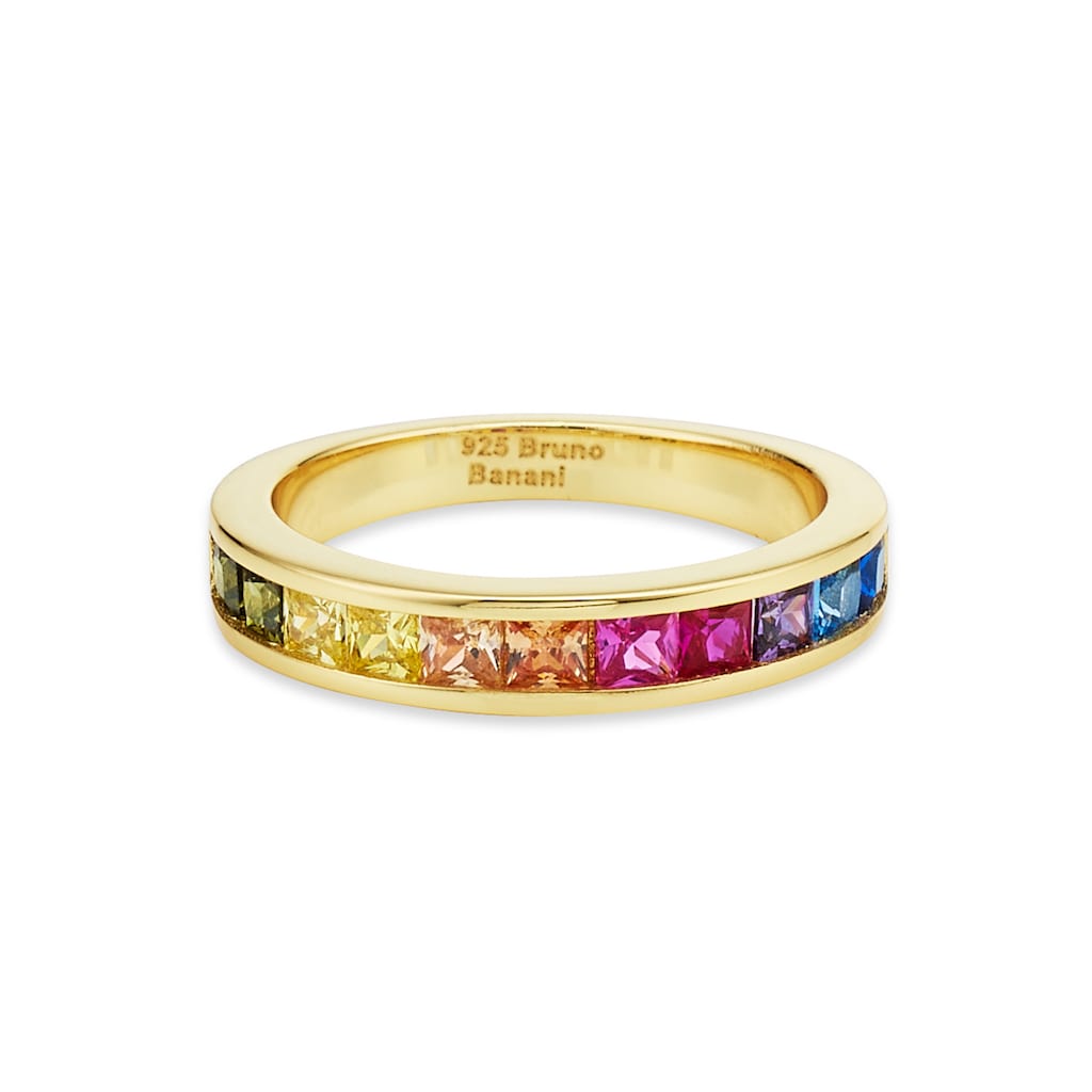 Bruno Banani Fingerring »aus gelbgoldfarben vergoldetem Silber 925, Regenbogen«