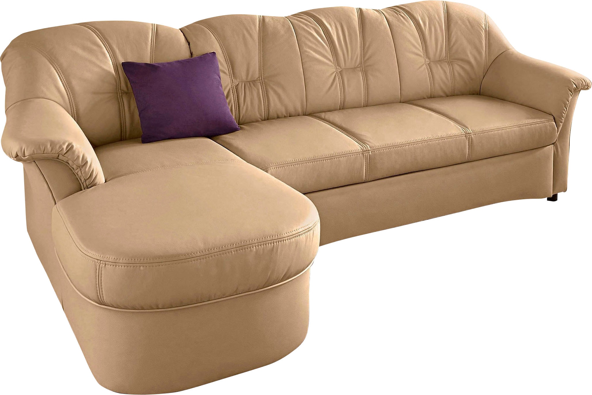 DOMO collection Ecksofa »Flores Schlafsofa, B/T/H: 233/142/86 cm, L-Form«, wahlweise mit Bettfunktion, wahlweise mit Federkern, auch in Leder