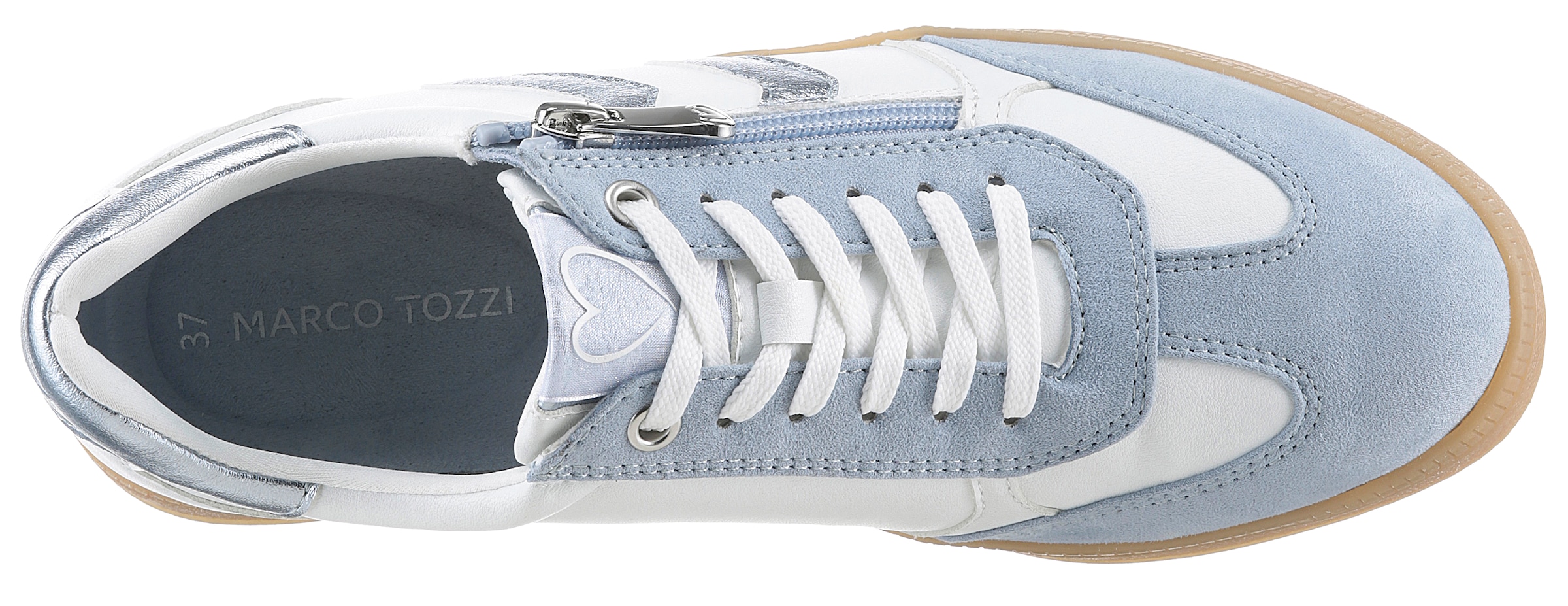 MARCO TOZZI Plateausneaker, Freizeitschuh, Halbschuh, Schnürschuh mit Kontrastbesatz