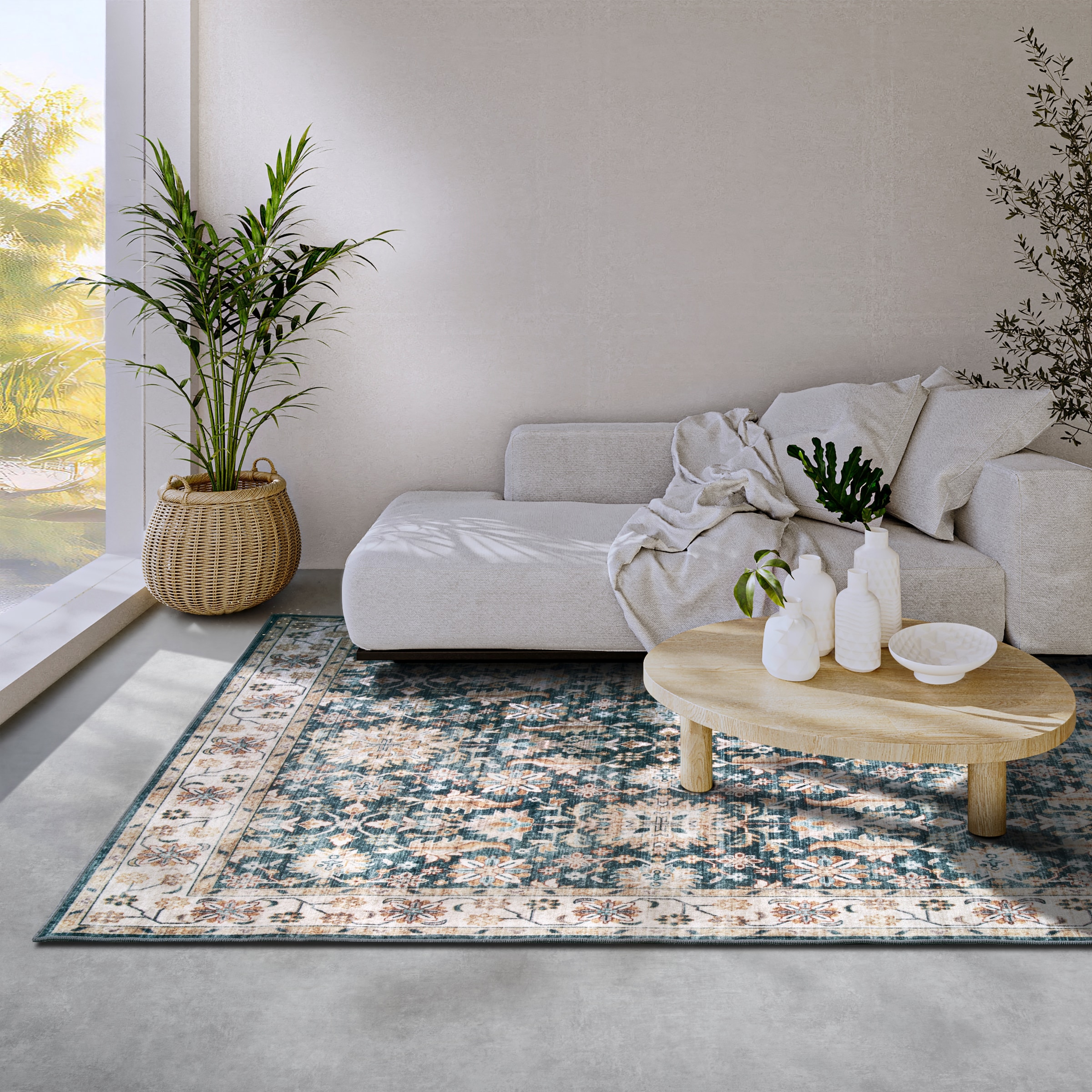 ELLE DECORATION Teppich »Saveh«, rechteckig, 5 mm Höhe, Kurzflor, Anti Rutsch, Vintage, Klassisch, Wohnzimmer, Flur