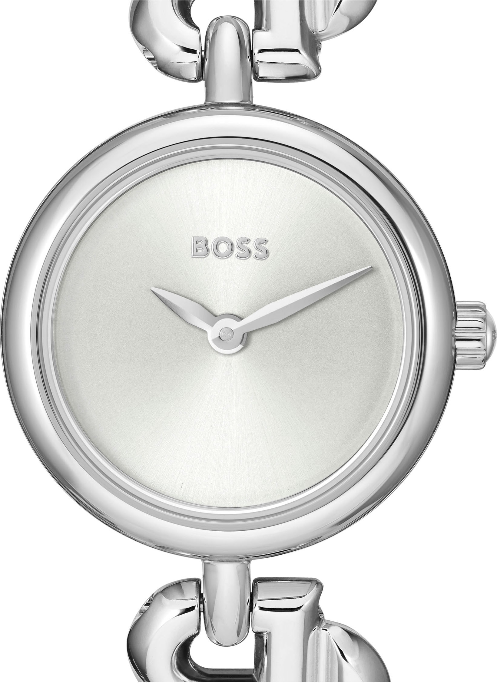 BOSS Quarzuhr »DOUBLE B DRESSY« Armbanduhr, Damenuhr, Edelstahlarmband, analog