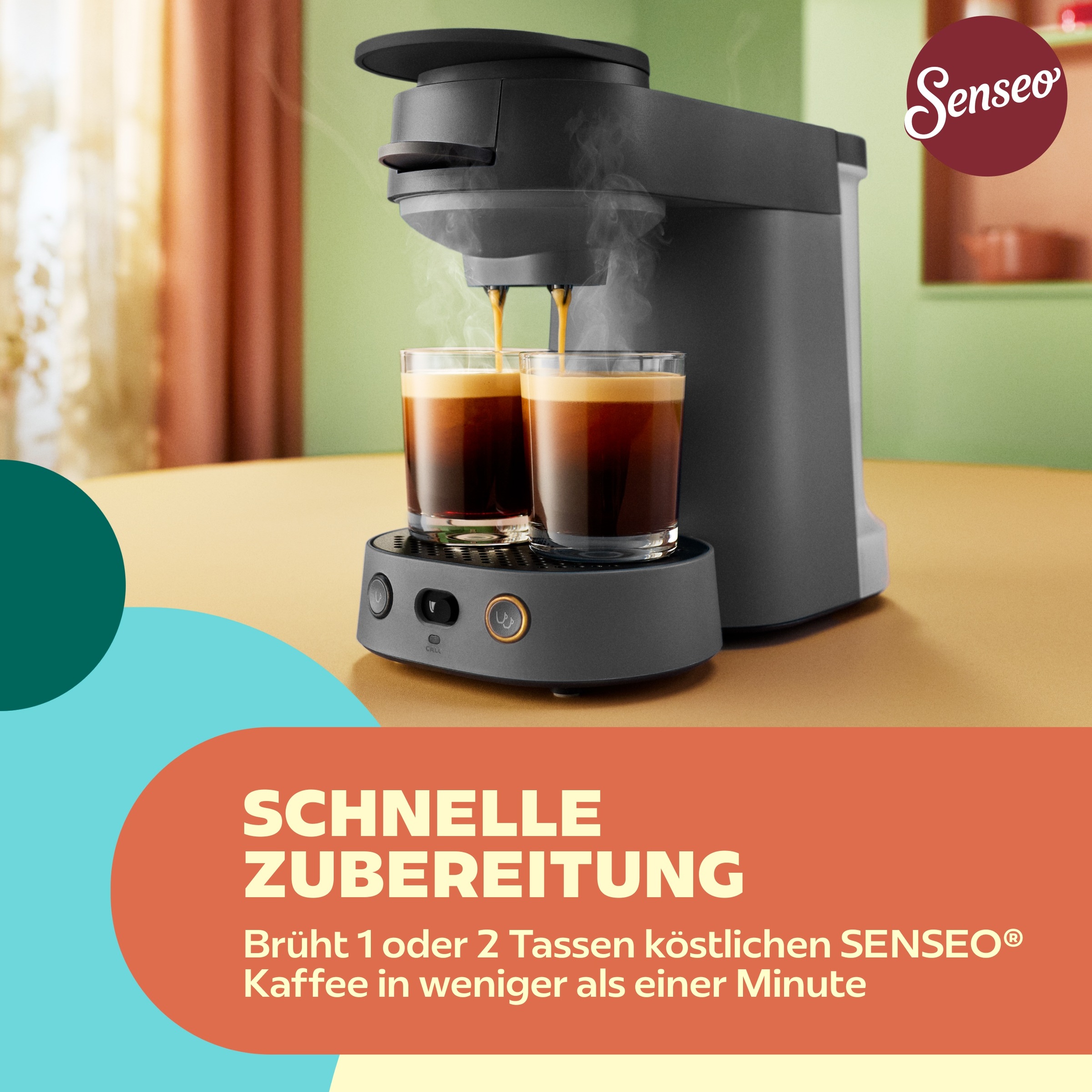 Philips Kaffeepadmaschine »Vibe CSA225/50, mit zwei Kaffee-Einstellungen« kompakt; mit Memory-Funktion u. 0,9-Liter herausnehmbarem Wassertank