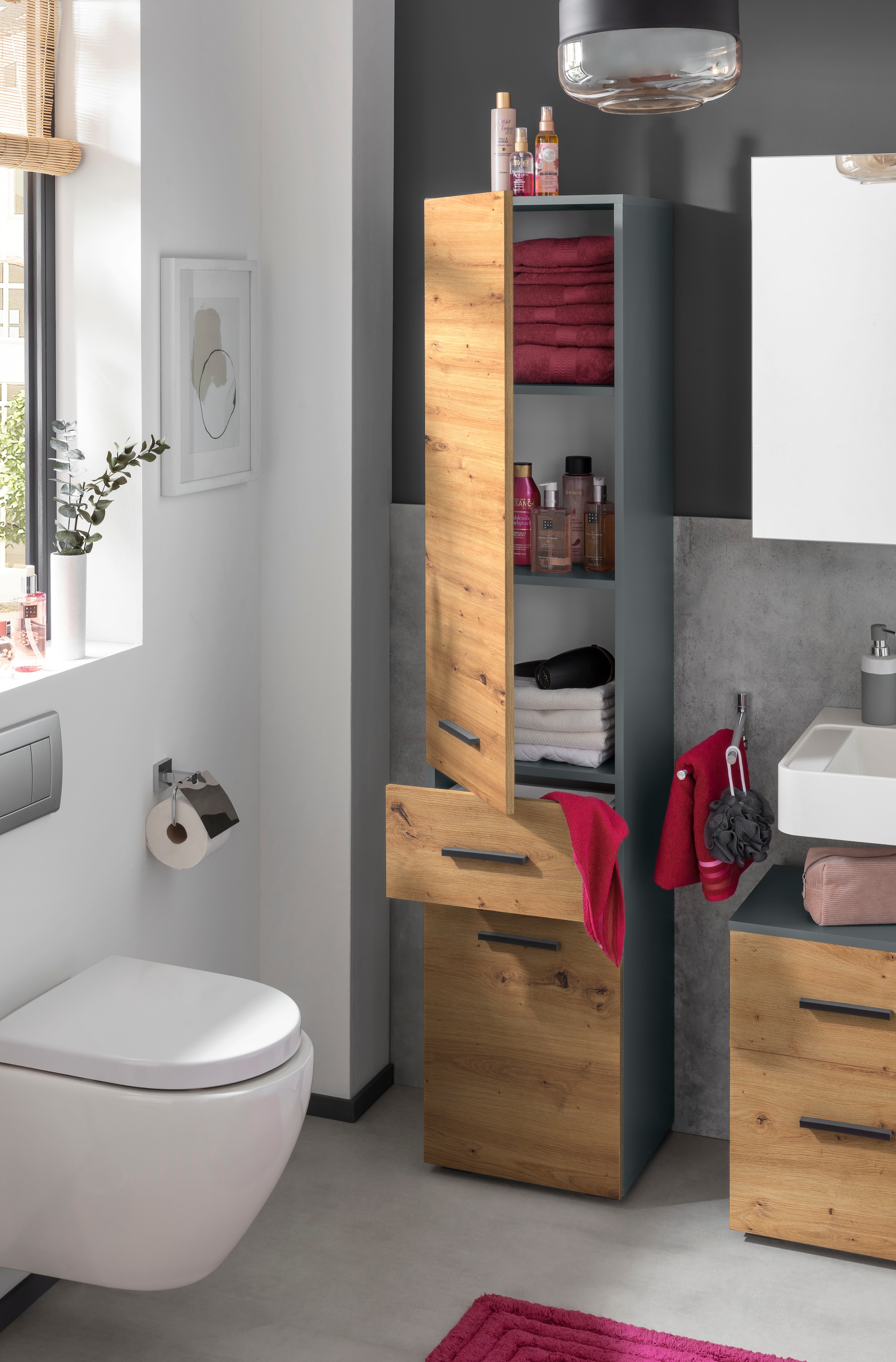 welltime Midischrank »Skara« verstellbarer Einlegeböden hinter jeder Tür, Breite 38 cm, Höhe 130 cm