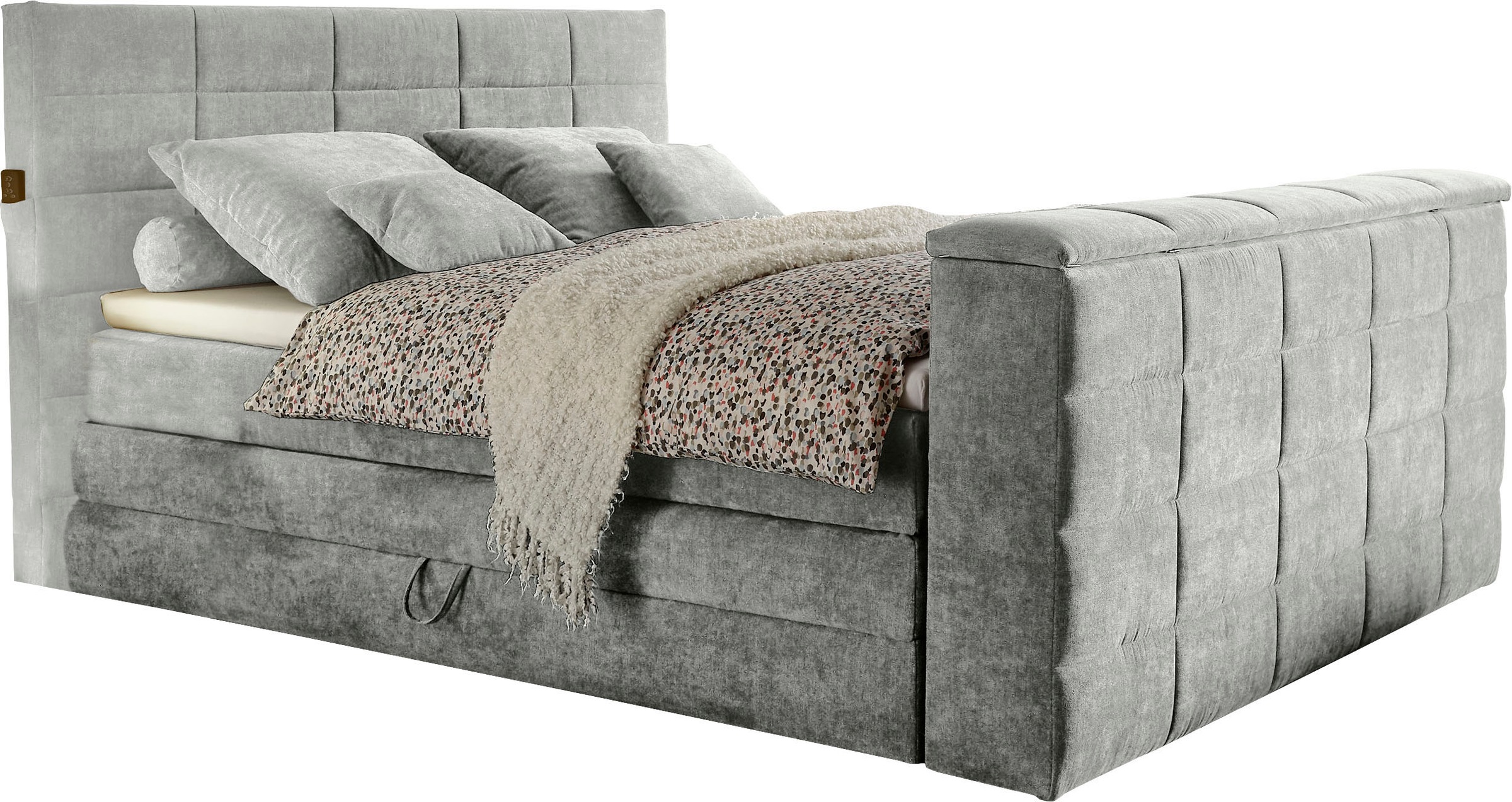 ED EXCITING DESIGN Boxspringbett »Denver«, mir motorisierter TV-Halterung bis 40 Zoll, Duo-Matratze und Bettkasten