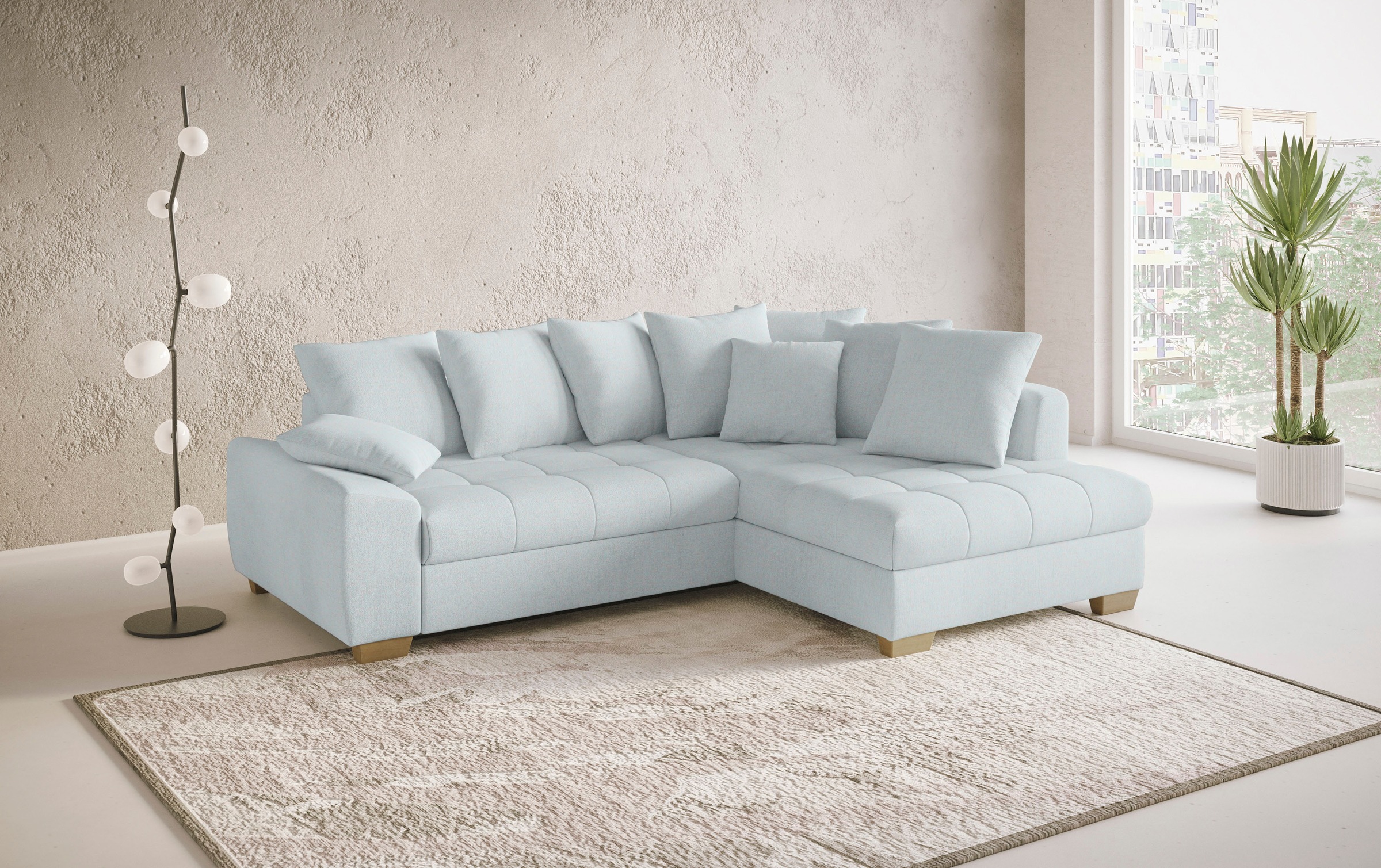 Mr. Couch Ecksofa »Nikita II, L-Form«, Wahlweise mit Bettfunktion, Bettkasten & RGB-LED-Beleuchtung