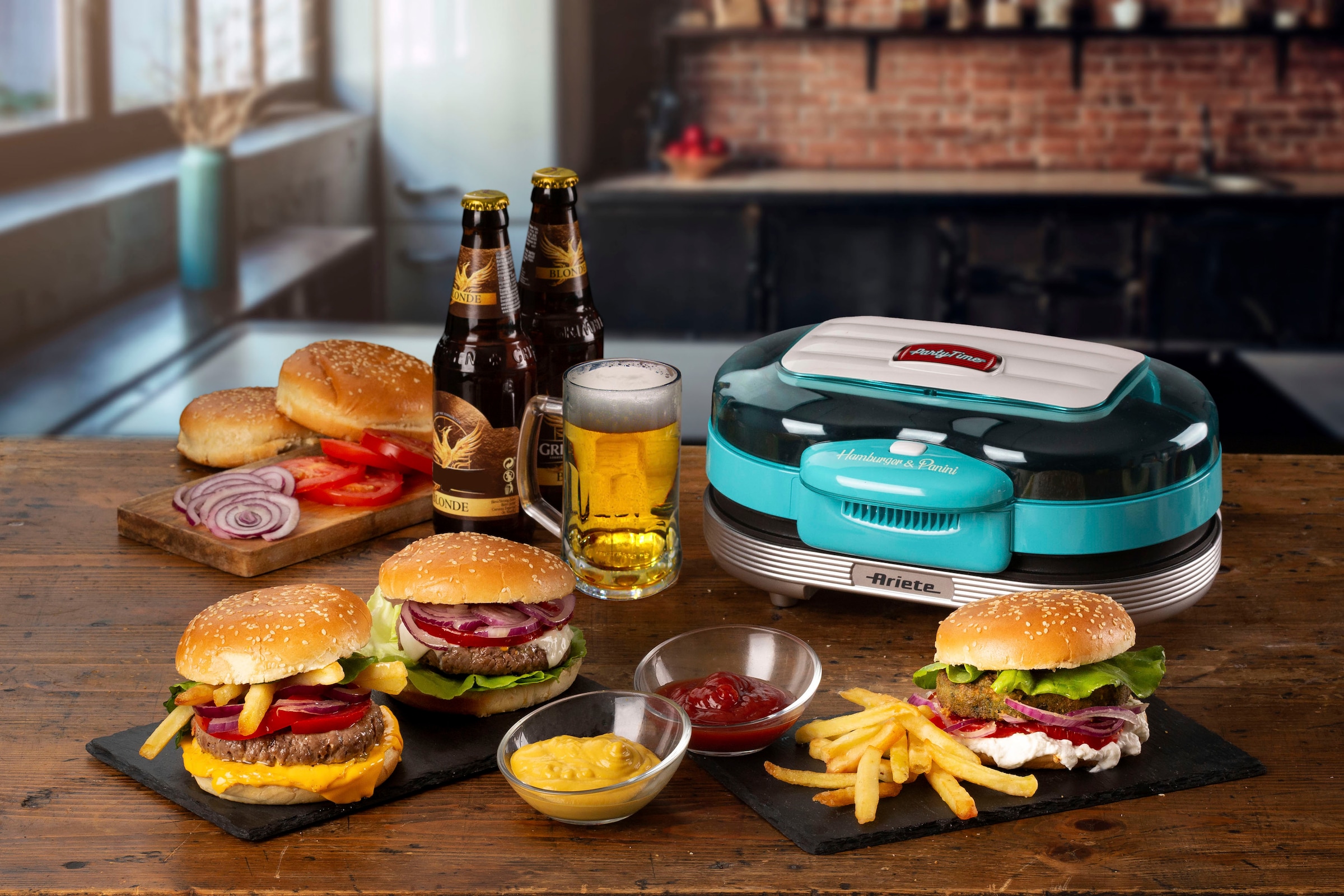 Ariete Hamburger Maker »205B Party Time Hambuger Maker, blau«, 1200 W