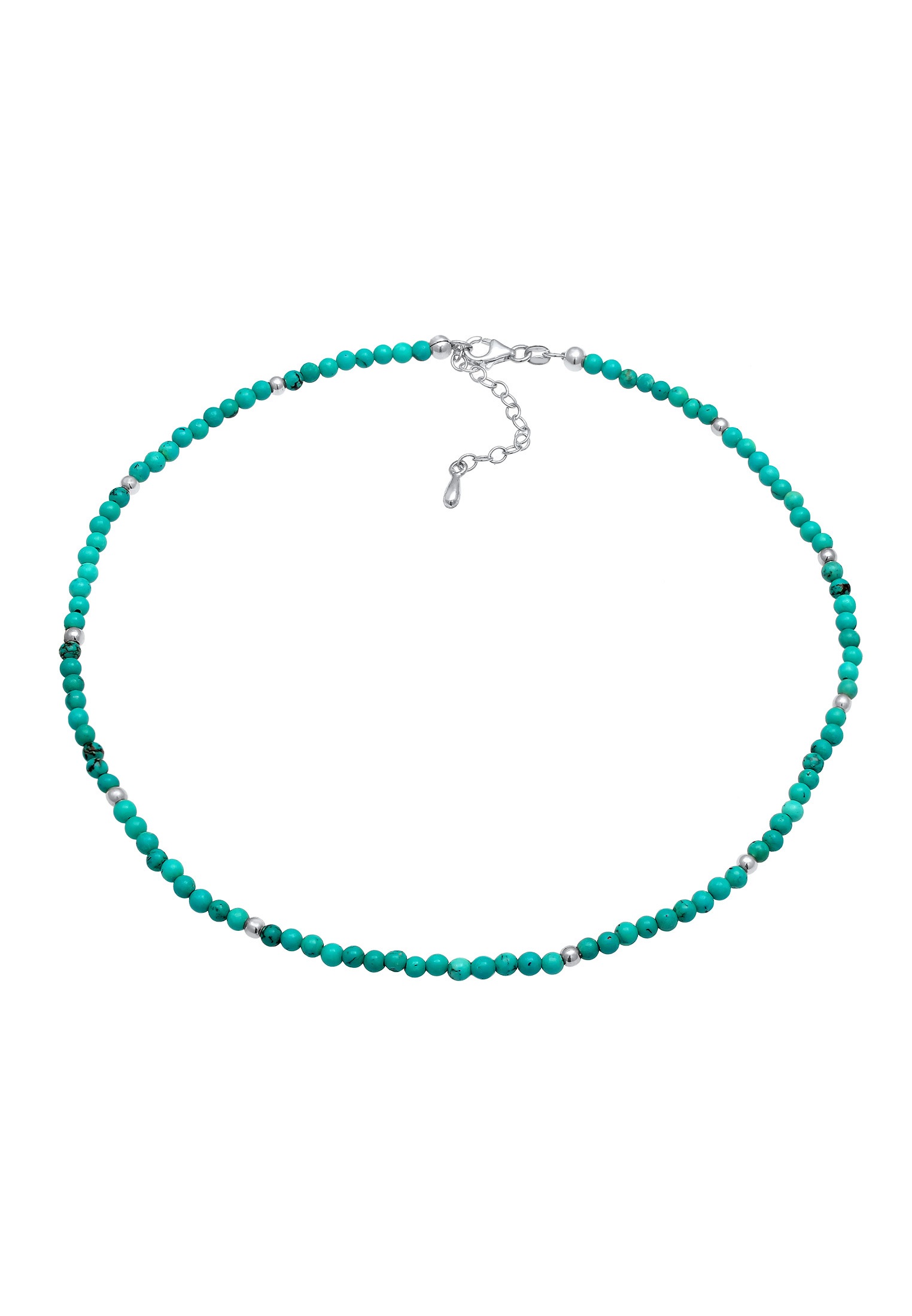 Nenalina Silberkette »Halskette Choker Perlen Kugeln Türkis Boho 925 Silber«