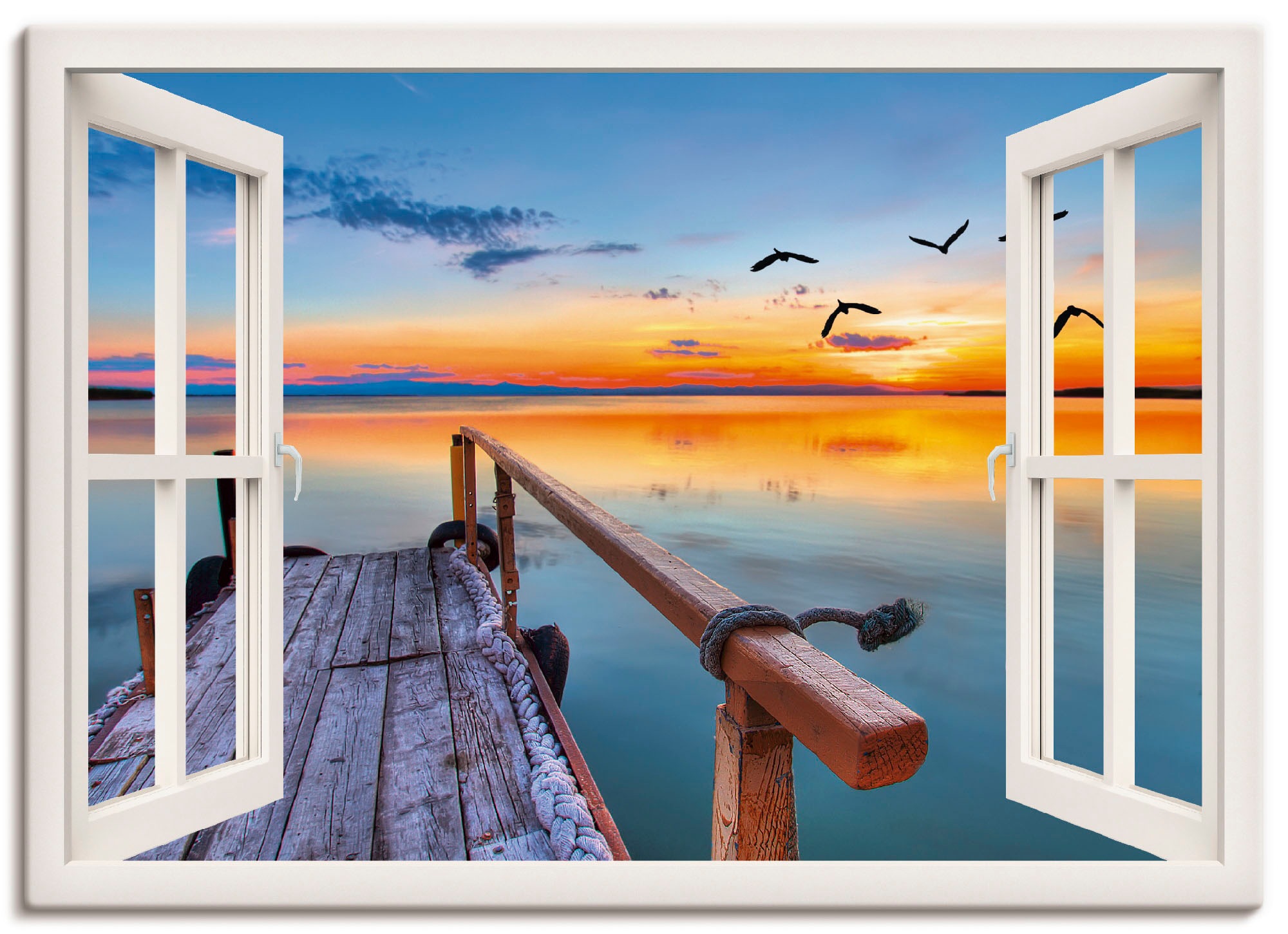 Artland Wandbild »Fensterblick - vom Pier«, Fensterblick, (1 St.), als  Leinwandbild, Wandaufkleber oder Poster in versch. Größen im OTTO Online  Shop
