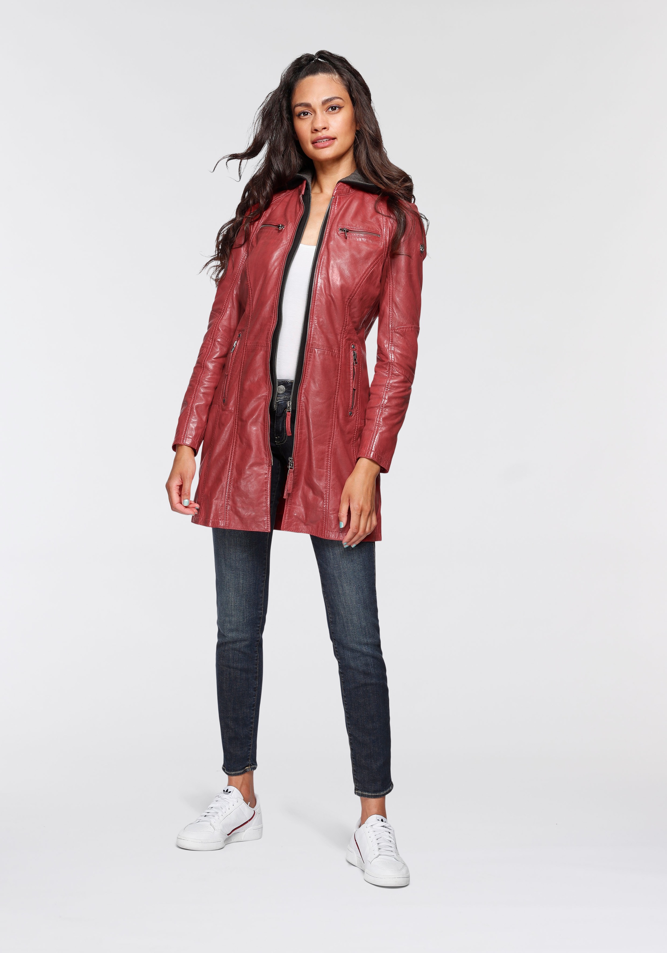 Mauritius Ledermantel »Bente«, 2-in-1-Lederjacke mit abnehmbarem Kapuzen-Inlay aus Jerseyqualität