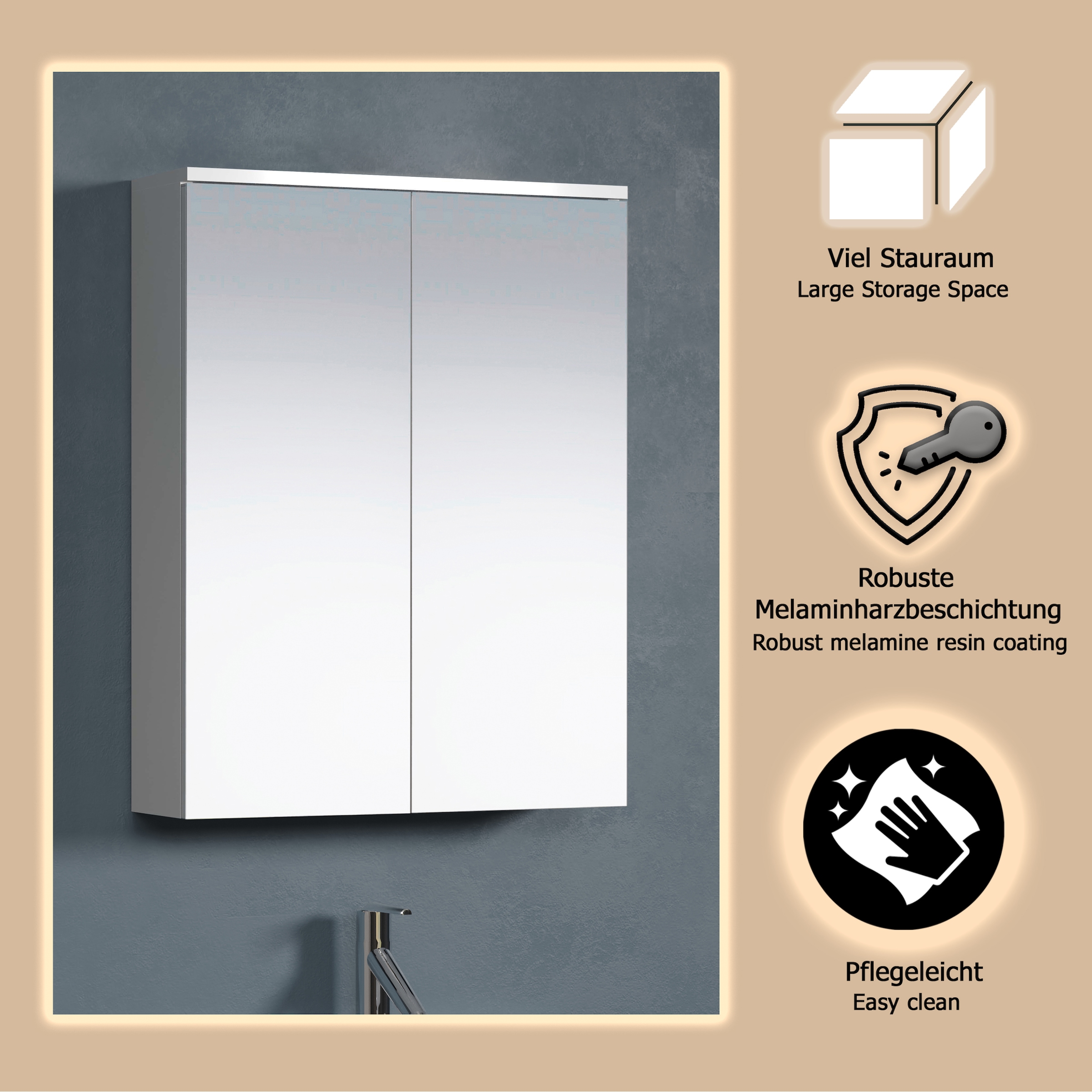 welltime Spiegelschrank »Prag« 1 Stk. tlg. Spiegelschrank mit 2 Spiegeltüren - (B/T/H) 60/18/78 cm