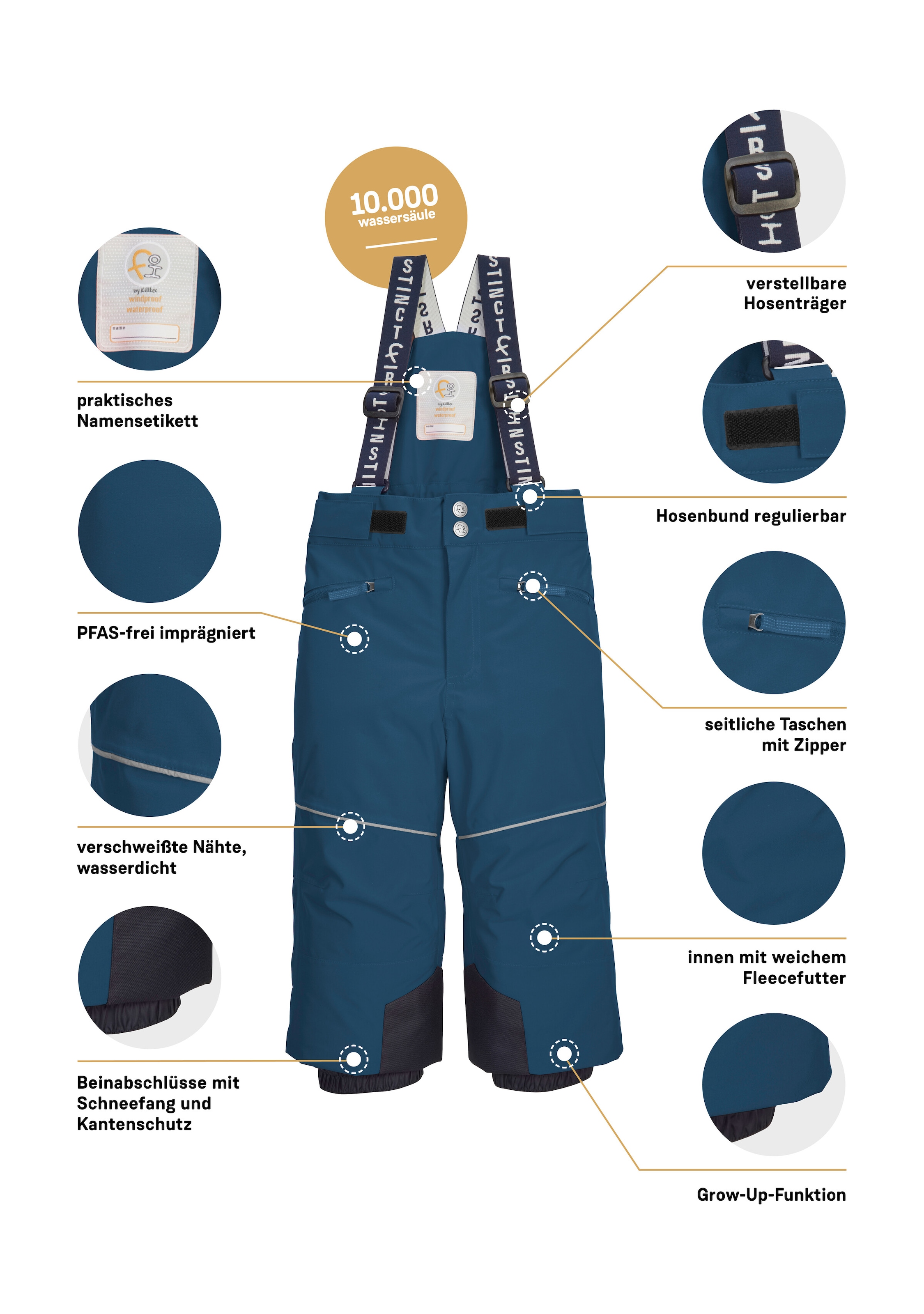 first instinct by killtec Skihose »FISW 48 MNS SKI PNTS«  Wasser- und winddichte Schneehose mit Grow-Up-Funktion und PFAs-frei