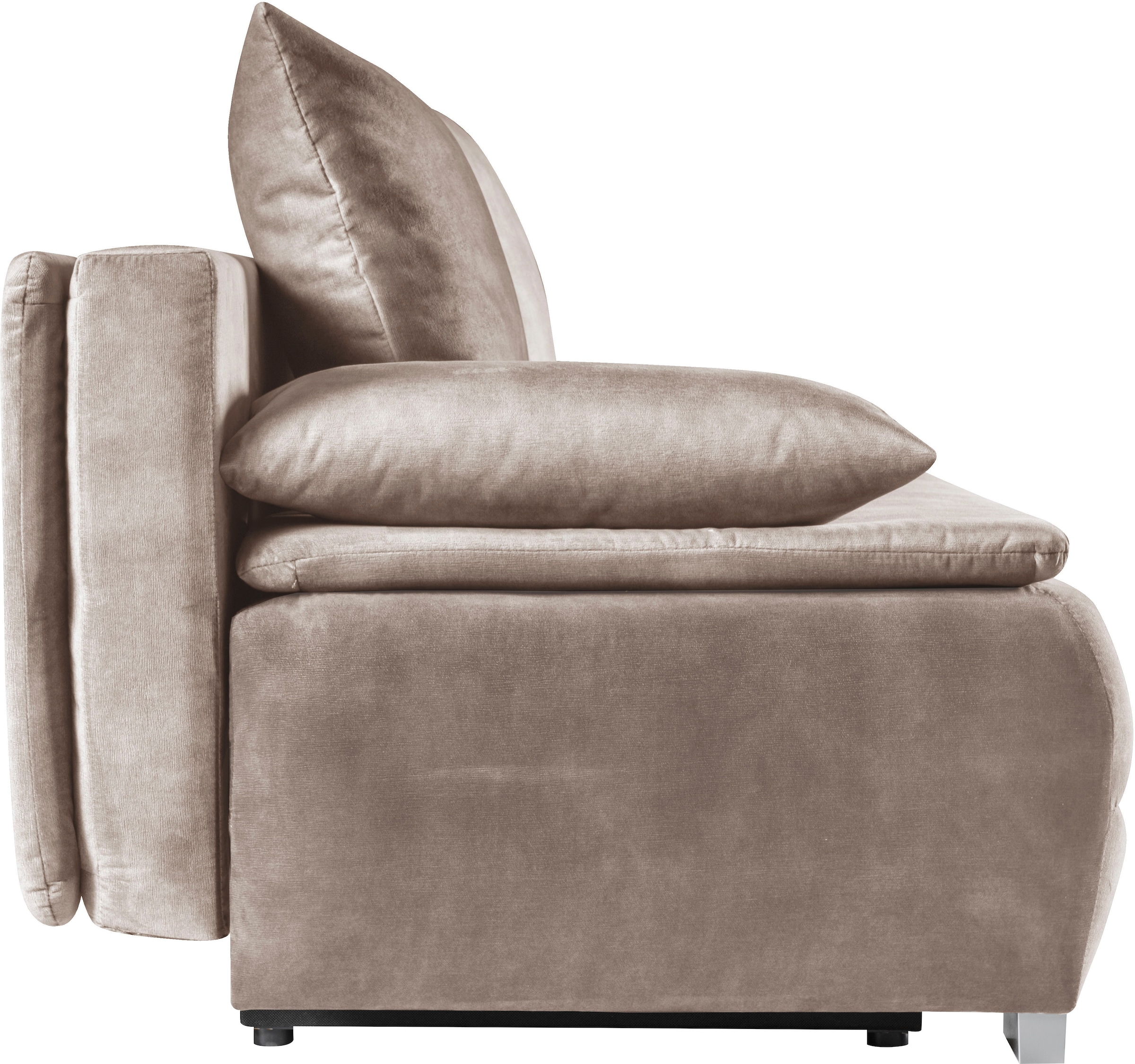 WERK2 Schlafsofa »Tekla 206 cm breit LED modern, Wellenunterfederung« Veloursstoff, Schlaffunktion, Bettkasten, LED-Beleuchtung