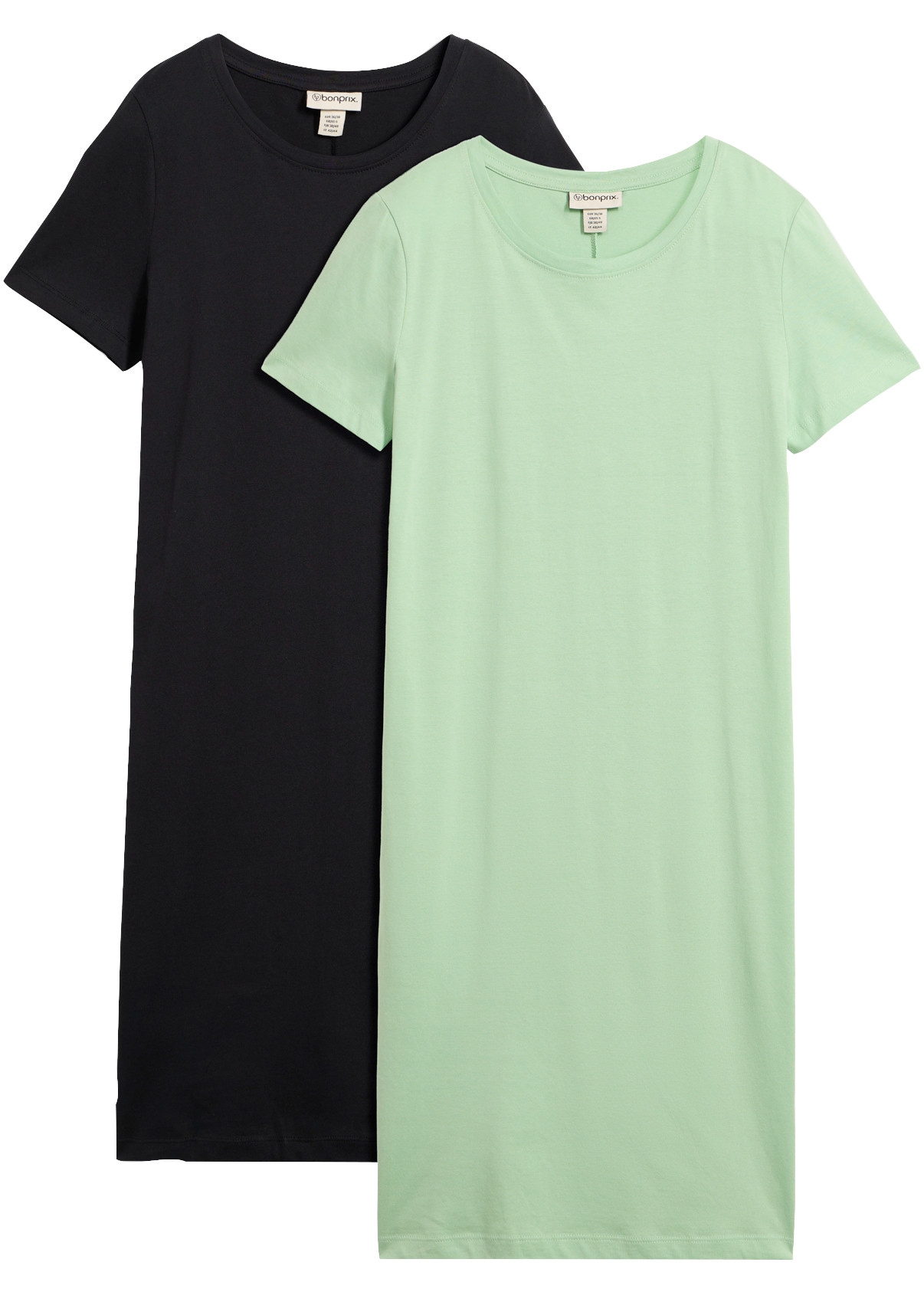 bonprix Jerseykleid Packung, 2 tlg. tlg. casual Stil, im 2er-Pack, aus Baumwolle, bequeme Passform
