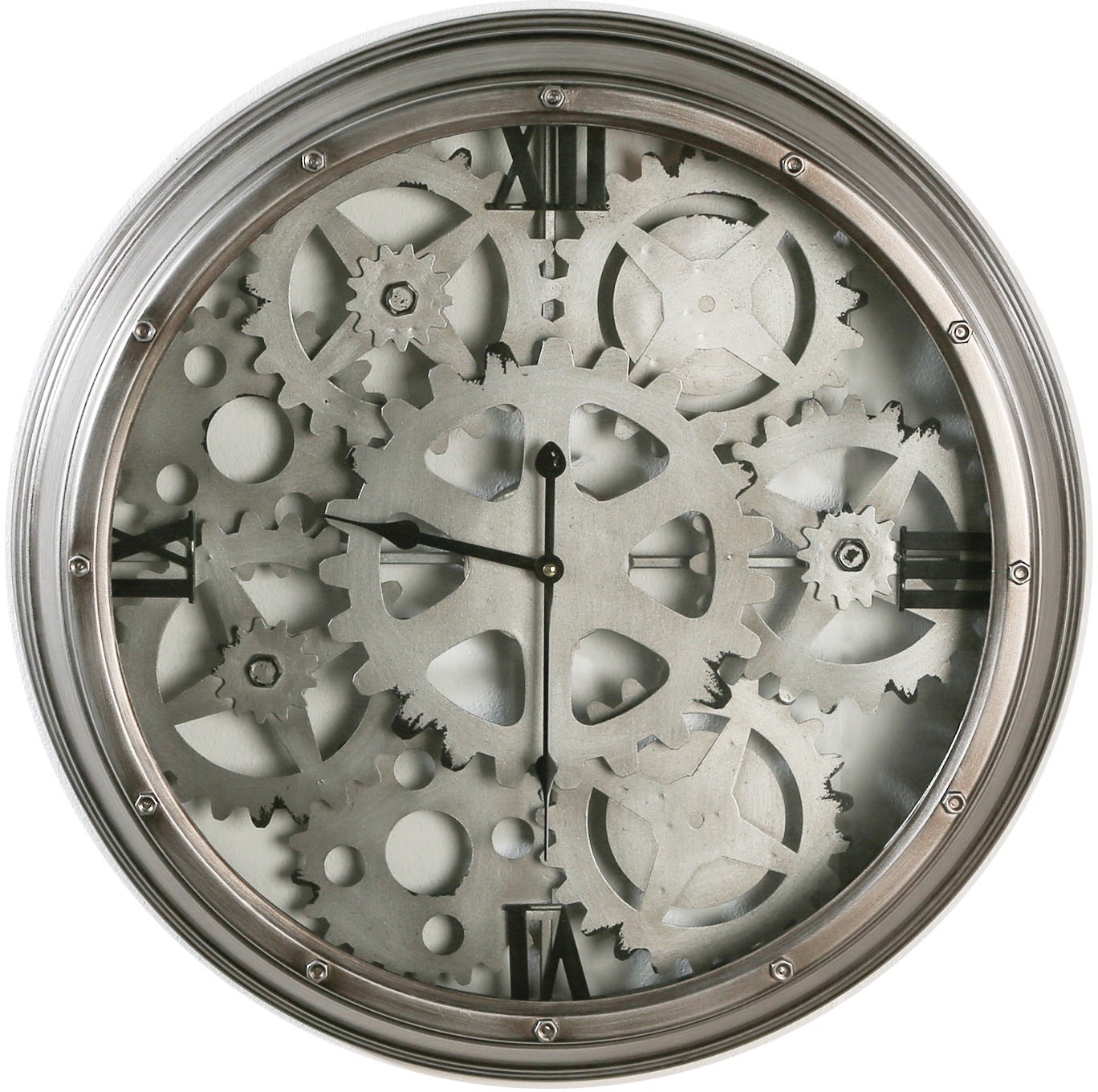 Casablanca by Gilde Wanduhr »Loft, silberfarben«, groß, rund, Ø 57 cm, aus Metall, Wohnzimmer