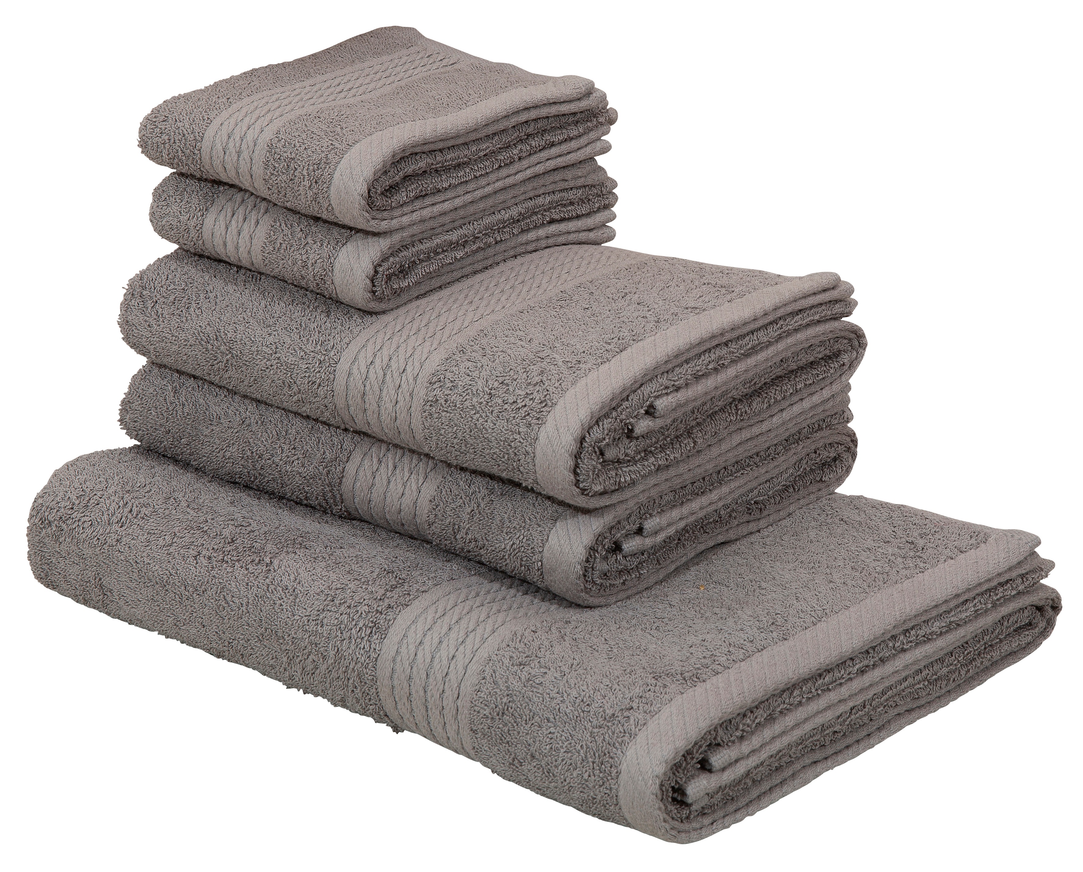 my home Handtuch Set »Stitching«, 5 tlg., Walkfrottee, mit verschiedenen Stickereien