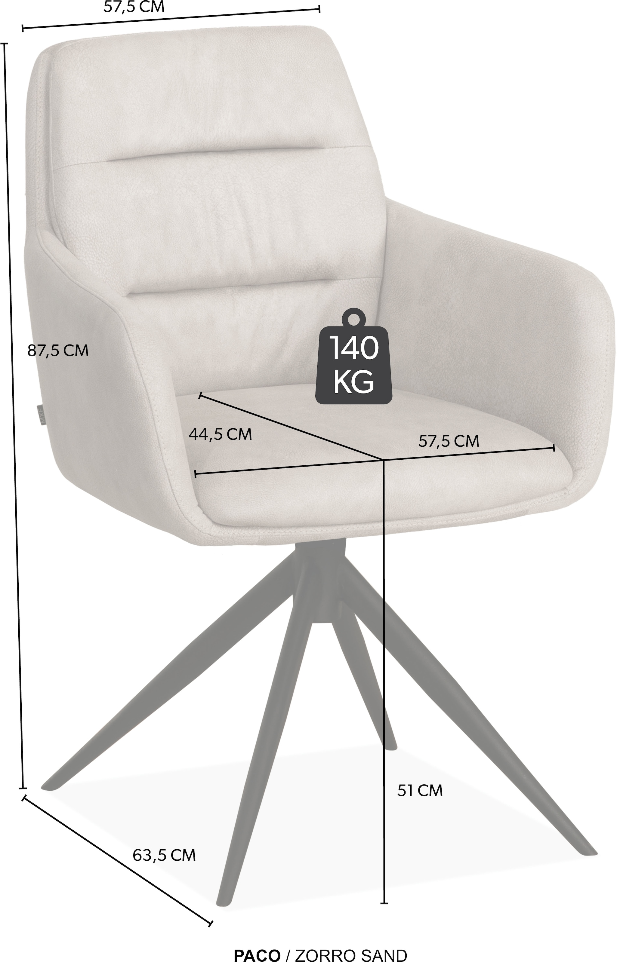 OMG Design Esszimmerstuhl »Paco« (Set) 2 Stk.Drehstuhl mit auto-return, Armlehnenstuhl