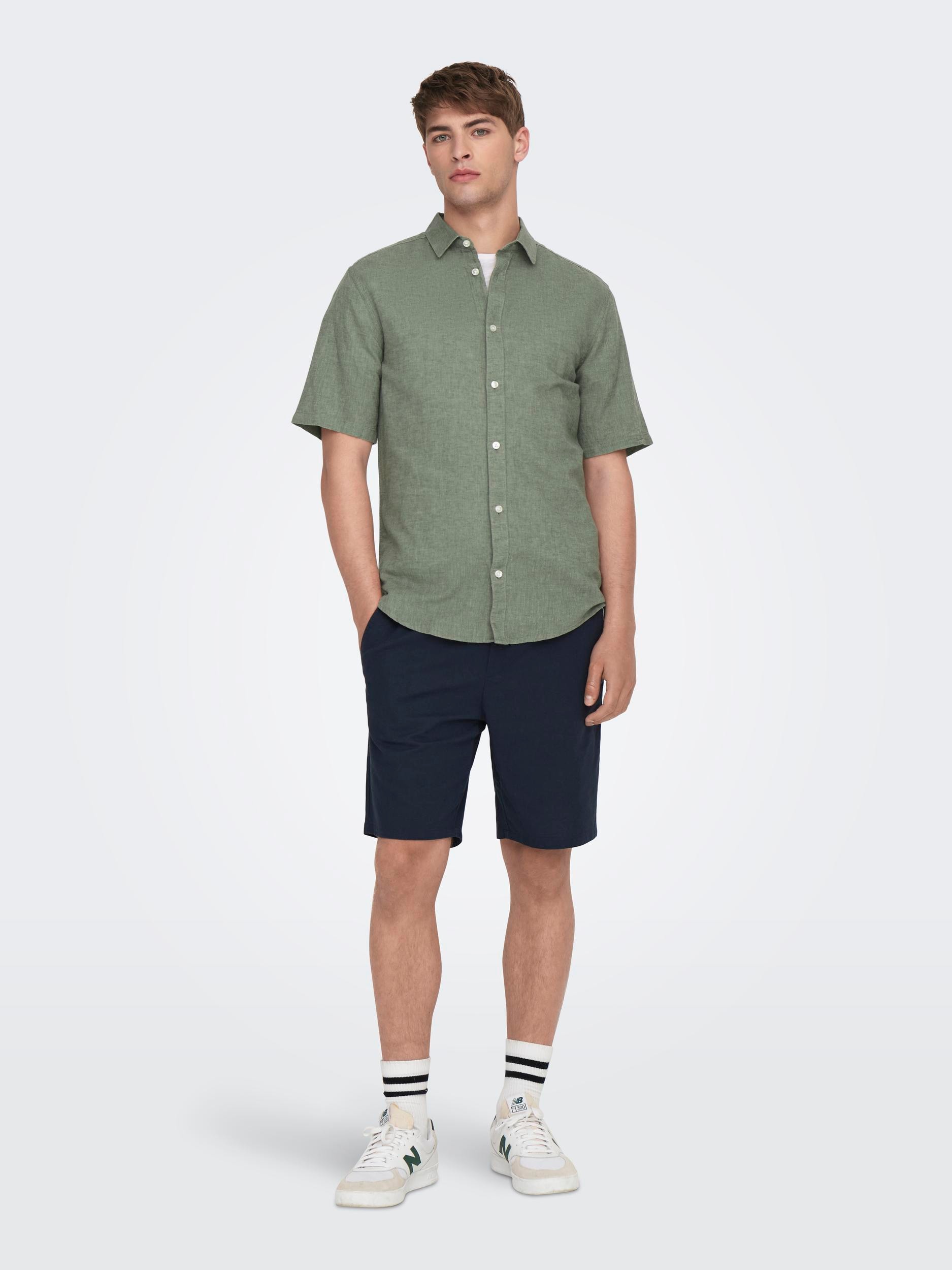 ONLY & SONS Kurzarmhemd »ONSCAIDEN SS SOLID LINEN SHIRT NOOS«