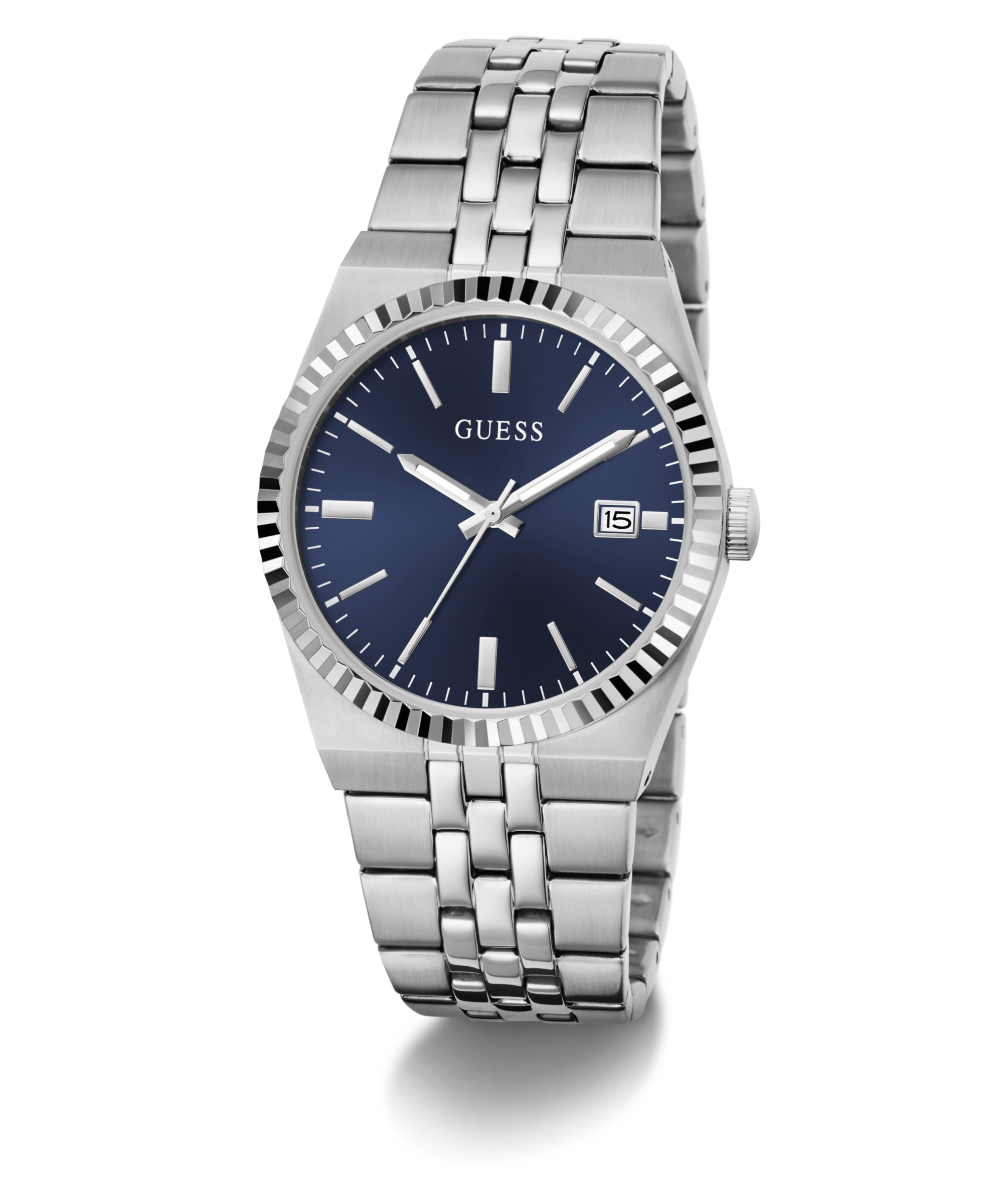 Guess Quarzuhr »VINCENT« Armbanduhr, Damenuhr, Herrenuhr, Edelstahlarmband, analog, Tag