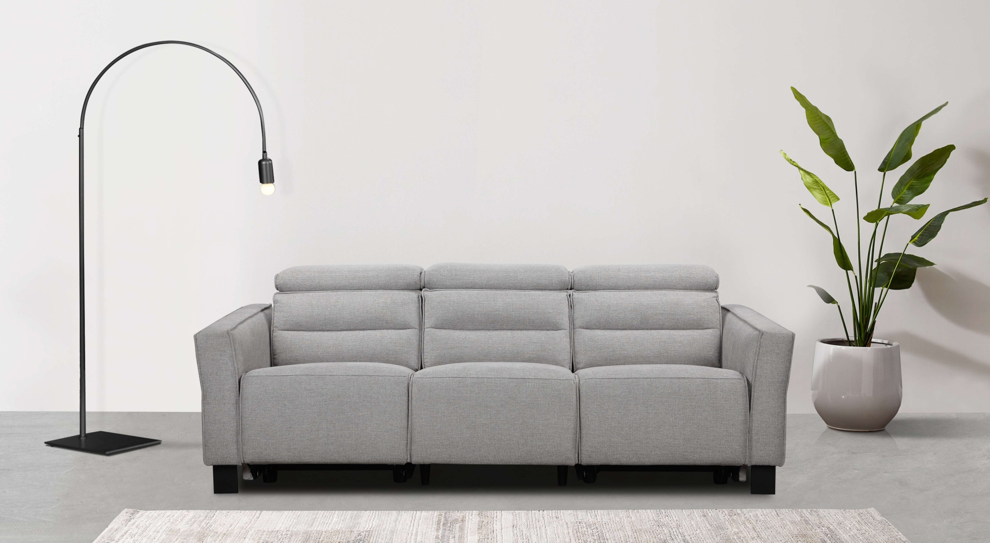 Places of Style 3-Sitzer »Carpari, 224cm, manuelle od. elektrische Relaxfunktion in 2 Sitzen«, mit USB-A/C, Kopfteilverstellung, Echtleder, Kunstleder, Webstoff