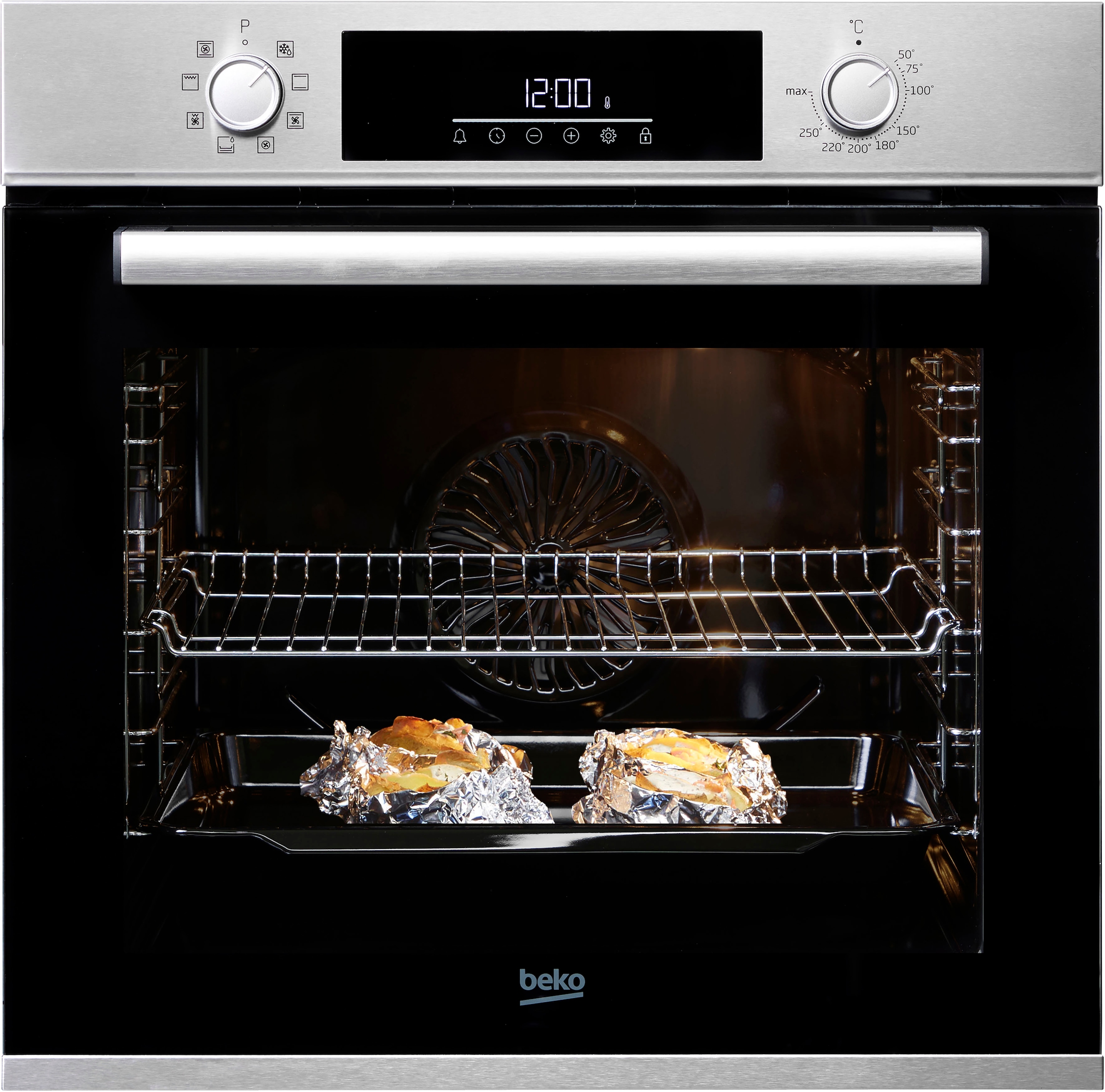 BEKO Backofen-Set »BBSM12340X«, mit Teleskopauszug nachrüstbar, Simple Steam Reinigungsfunktion, Induktions-Kochfeld