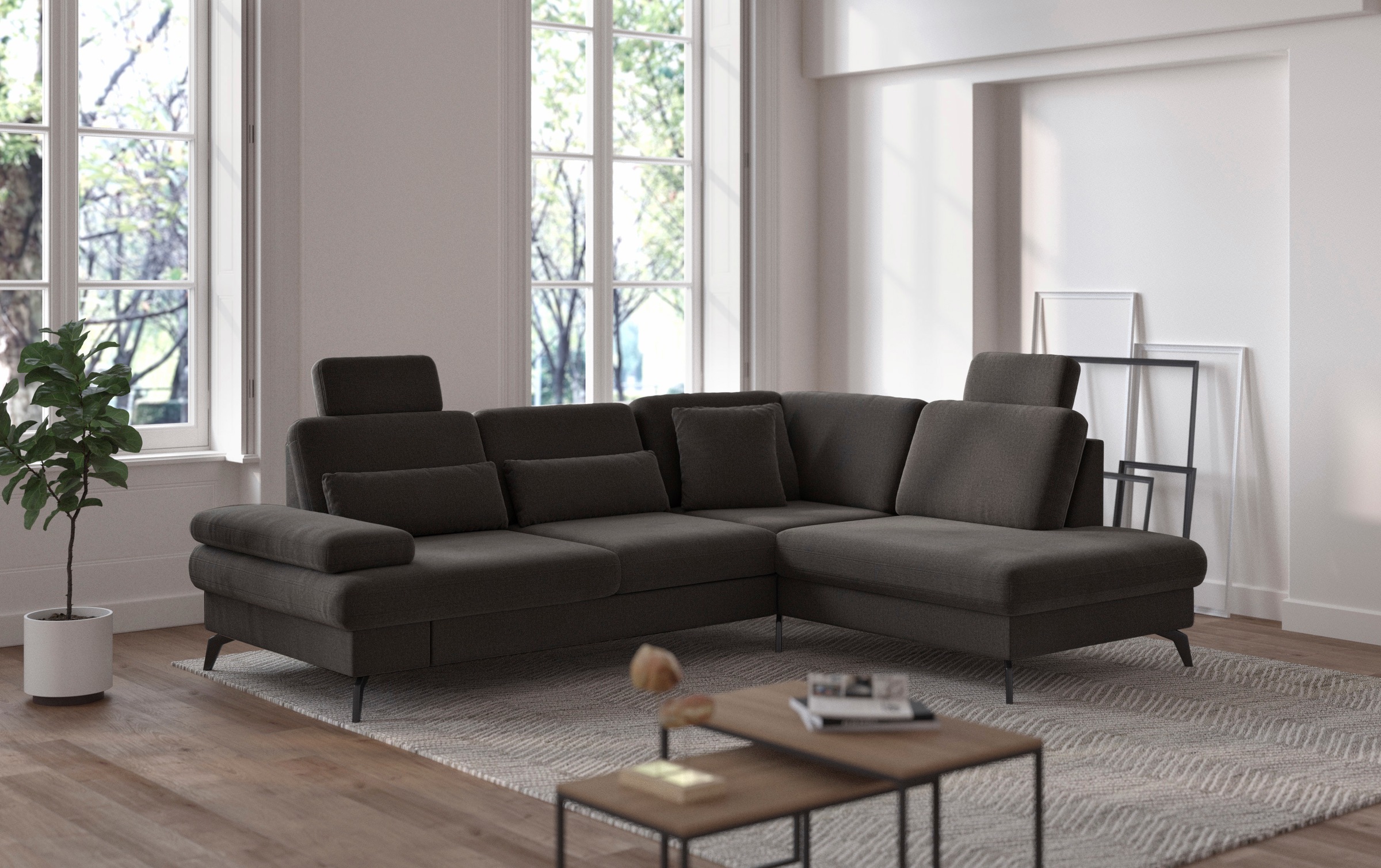 sit&more Ecksofa »Morris L-Form, inkl. Sitztiefenverstellung« wahlweise mit Armteilverstellung, Bettfunktion & Bettkasten