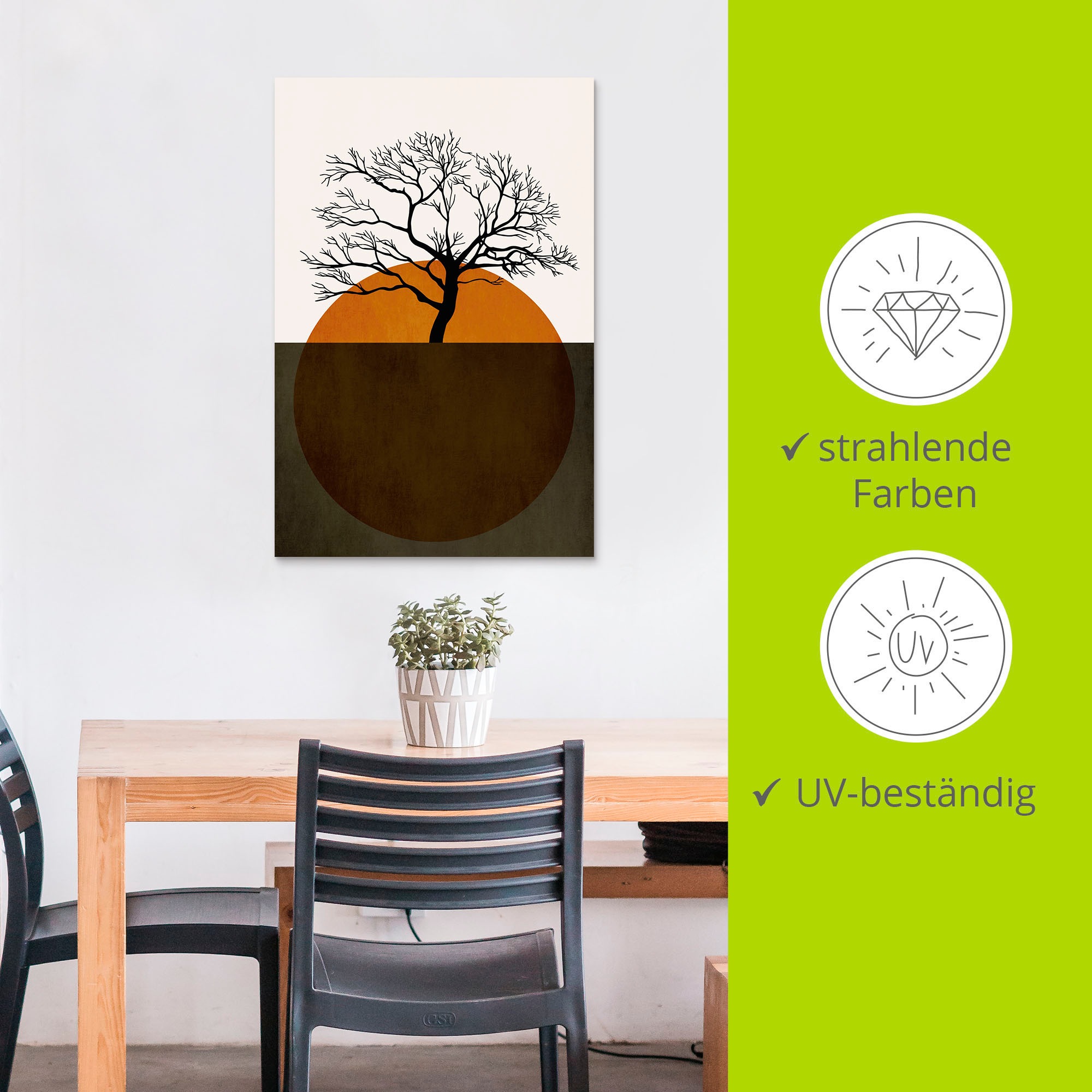 Artland Alu-Dibond-Druck »Sonniger Tag der Stille«, Baumbilder, (1 St.), für Innen- und Außenbereich geeignet, Outdoorbild