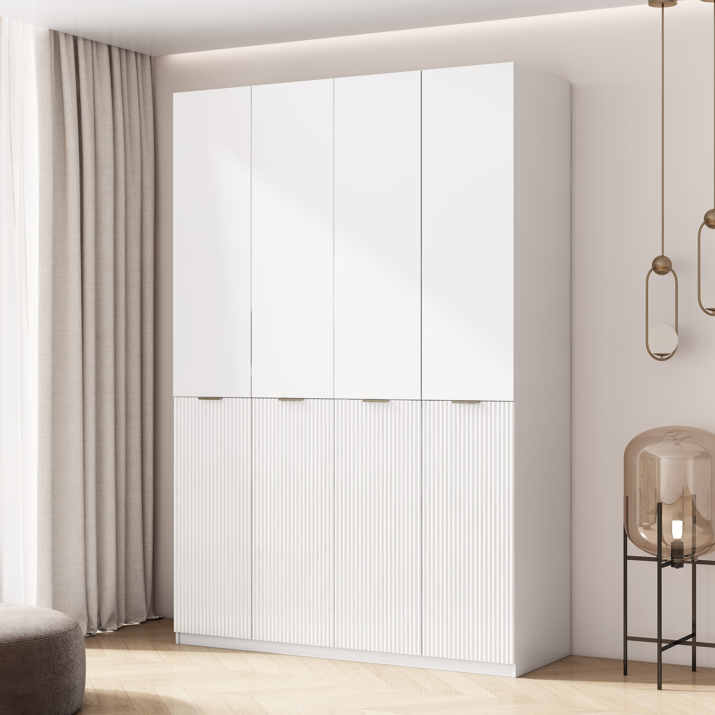OTTO home Kleiderschrank »Jorella Schlafzimmerschrank Garderobe mit Softclose« eleganter Schlafzimmerschrank Rillendesign Trend Breite 161cm