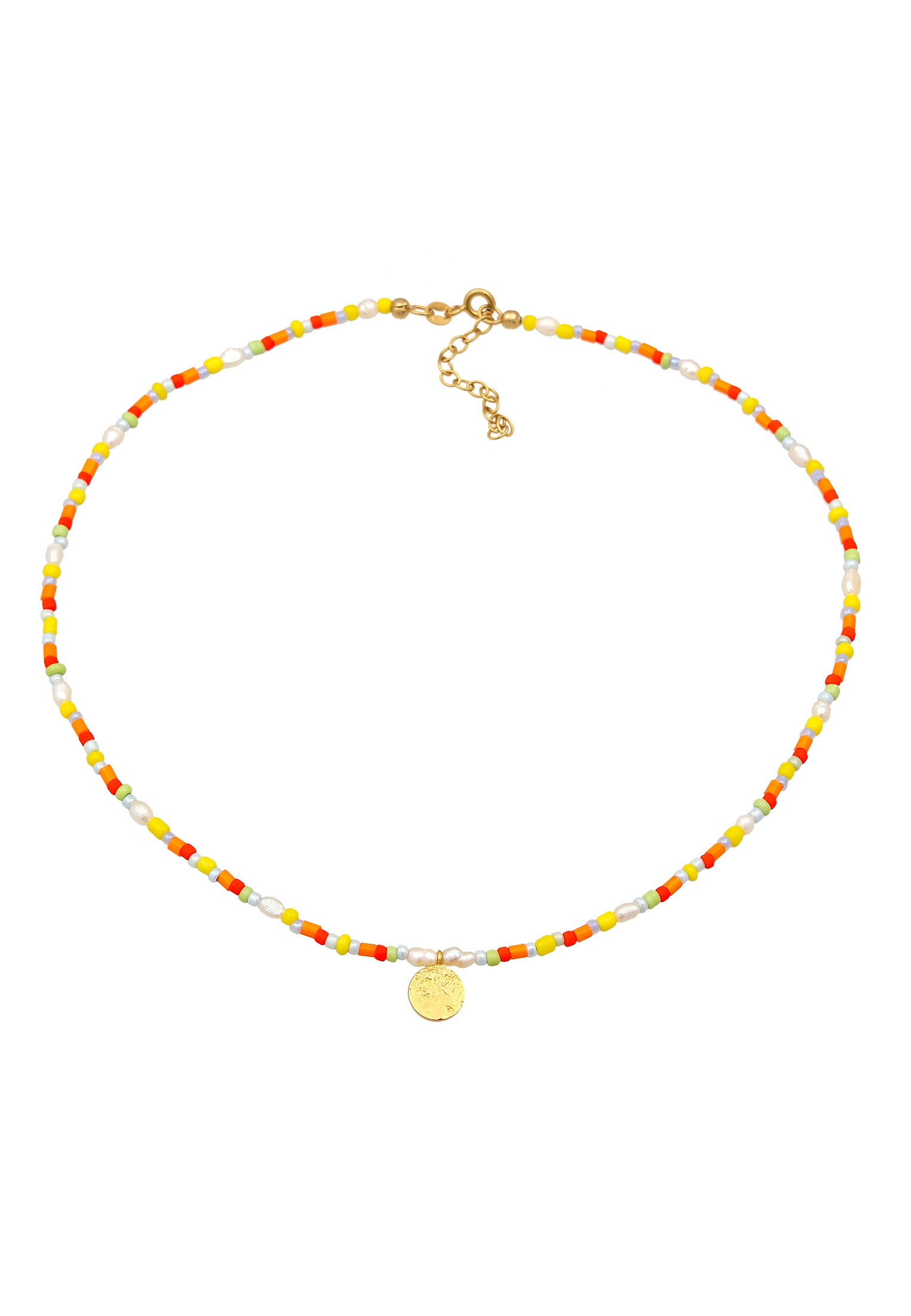 Elli Silberkette »Halskette Choker Plättchen Glas Beads Boho Style 925 Silber«