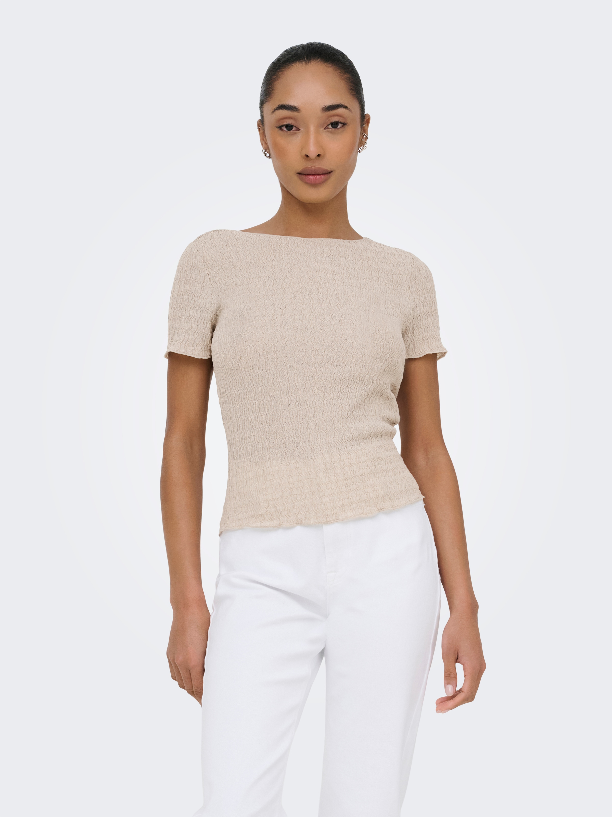 ONLY Kurzarmshirt »ONLILSE S/S TOP STRUCTURE JRS NOOS« Kunstfaser, regular fit