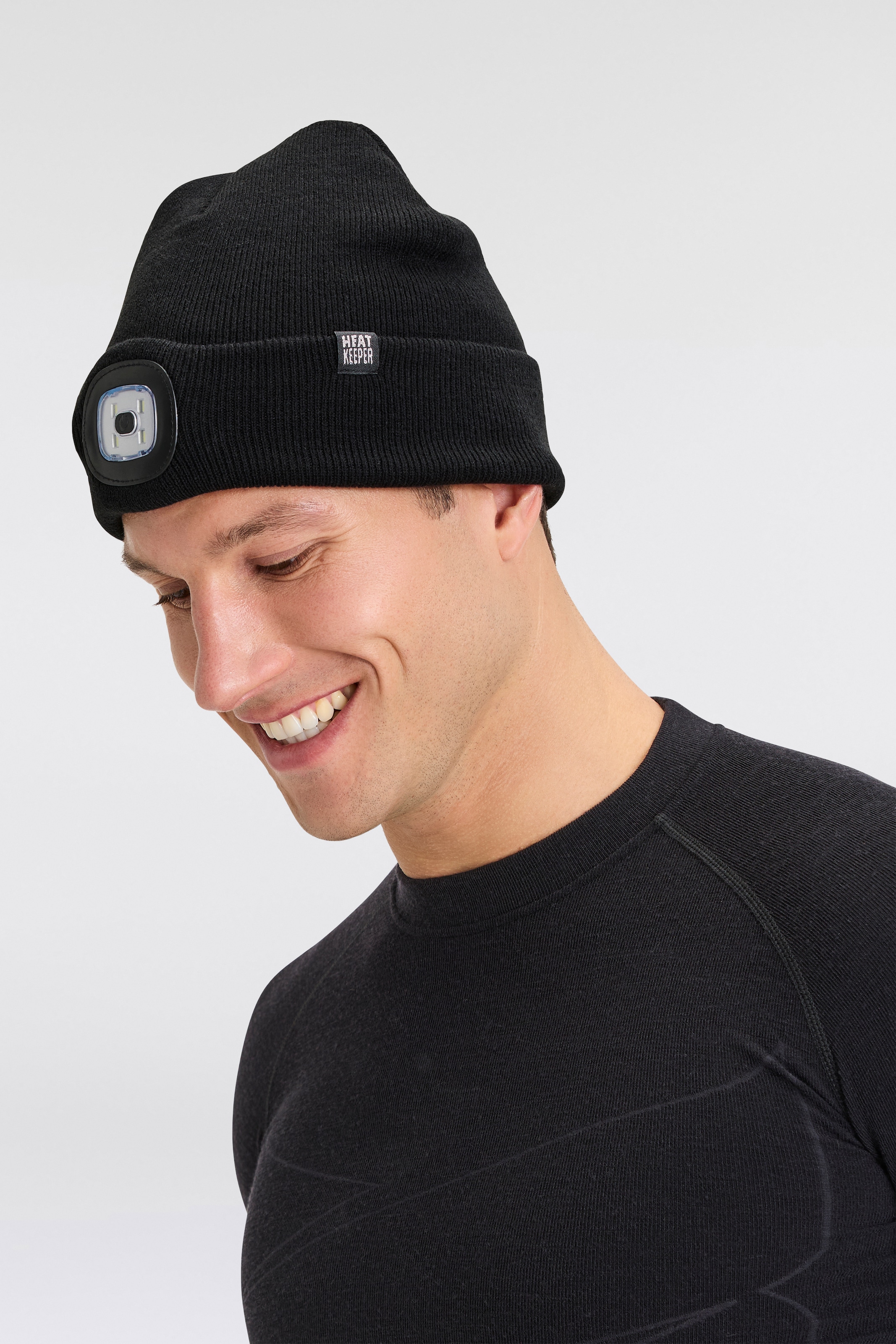 Heatkeeper Strickmütze »MEN THERMAL BEANIE+LED LIGHT RECHARGE«, wiederaufladbarer, abnehmbaren LED-Leuchte für die dunkle Jahreszeit