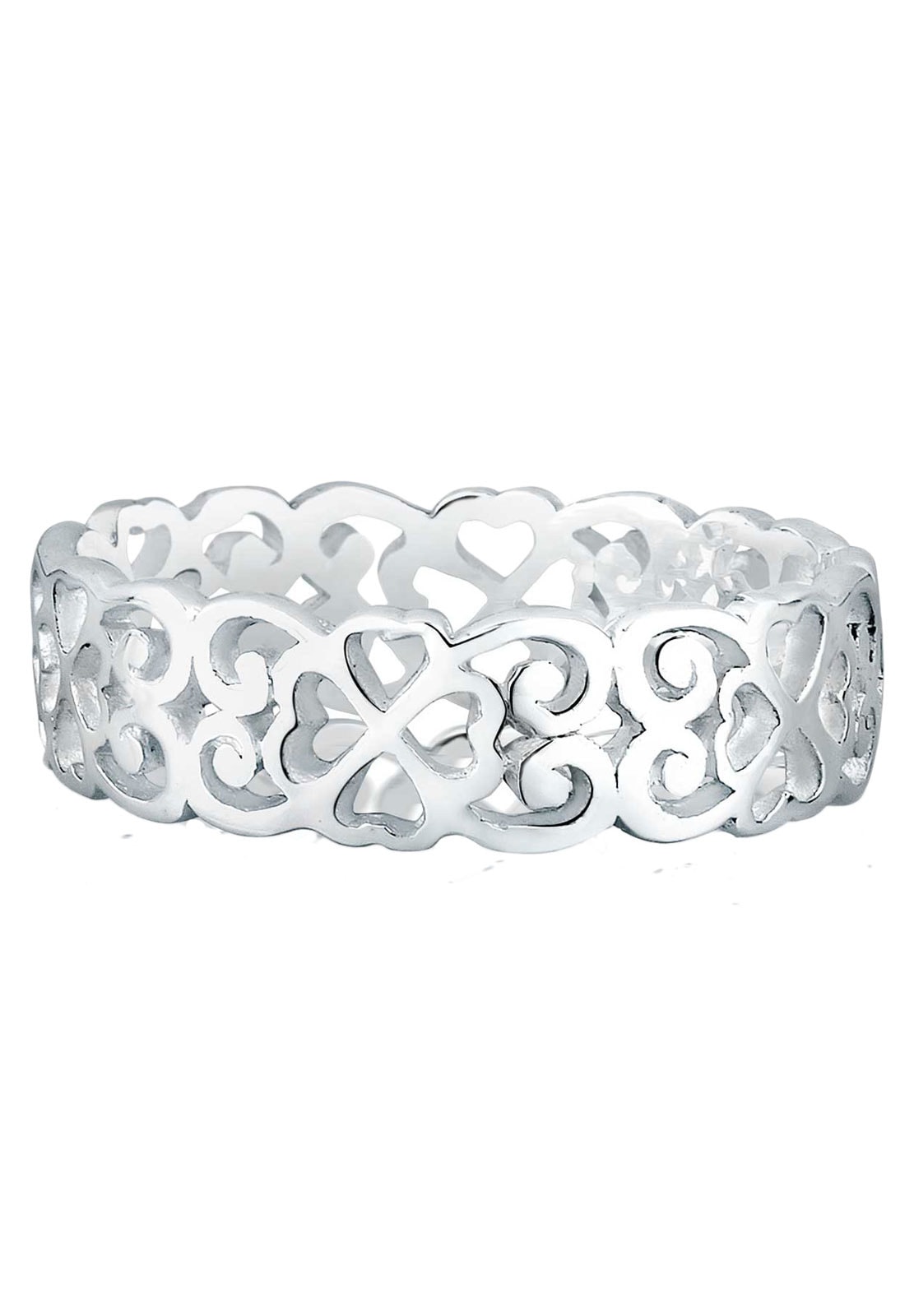 Elli Silberring »Ring Herz Kleeblatt Ornament Cut Out 925 Silber«