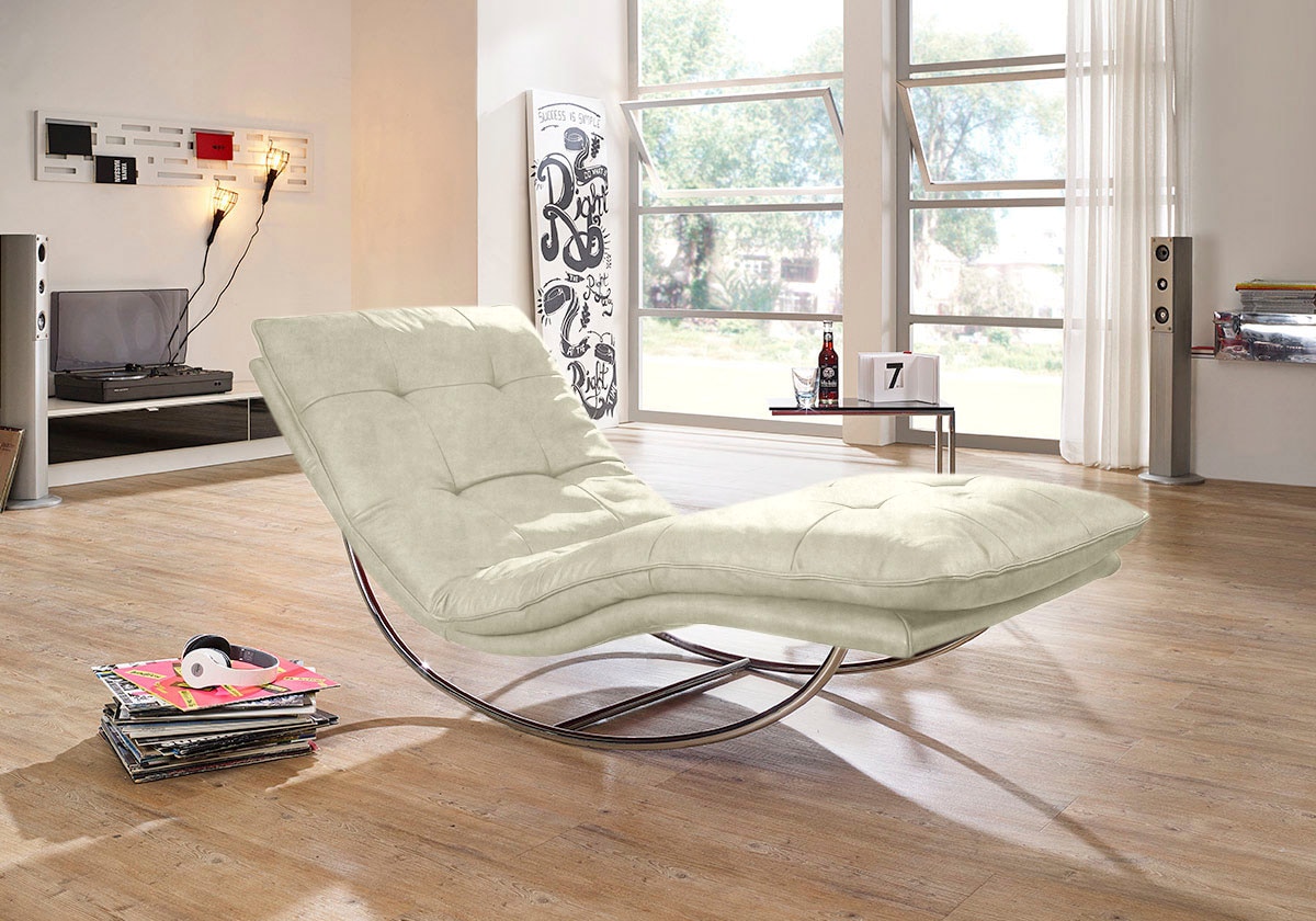 W.SCHILLIG Relaxliege »daily dreams«, in Waffelkissen-Optik, Schaukelgestell Chrom glänzend, in 2 Breiten
